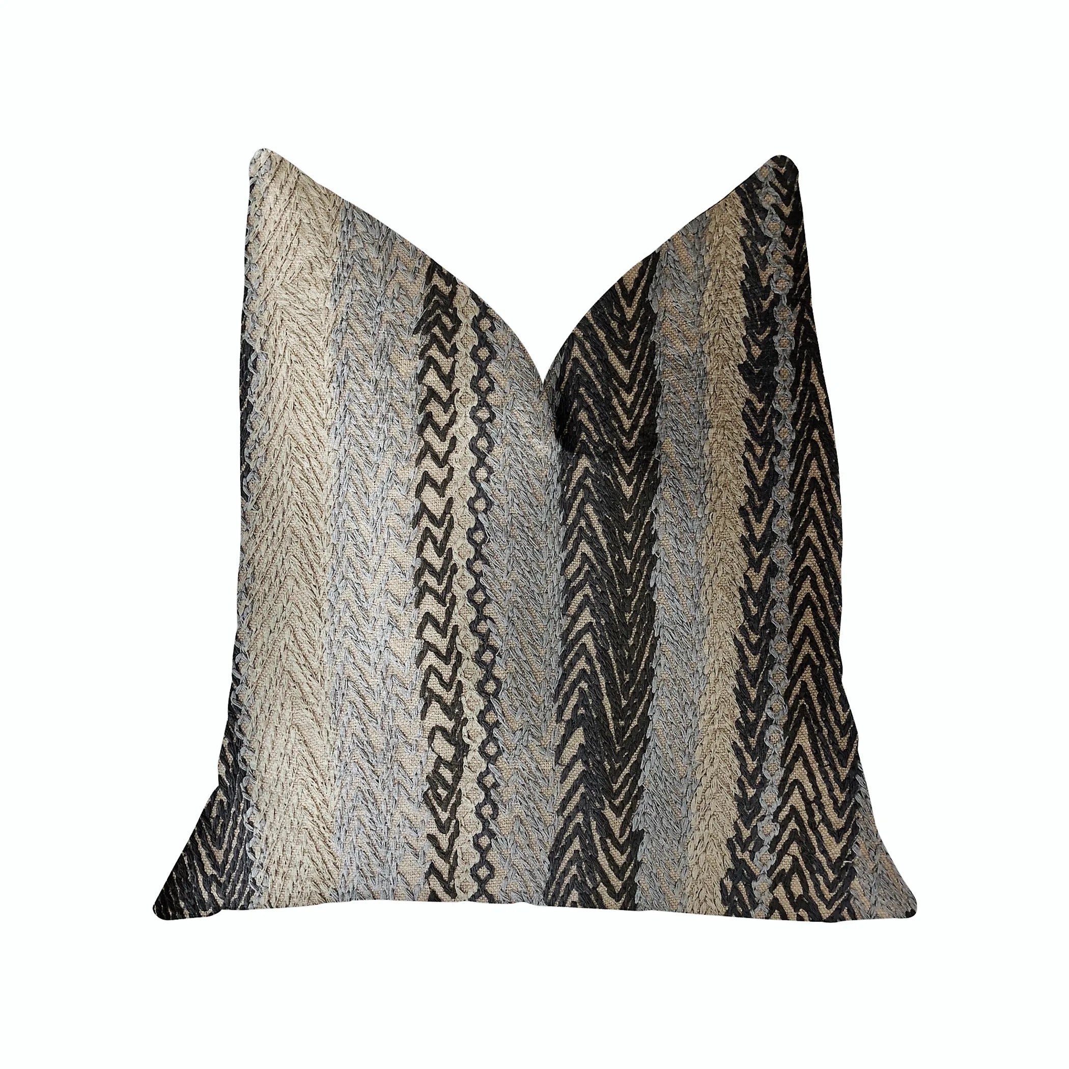 Plutus Grey Horizon Blue and Gray Luxury Throw Pillow