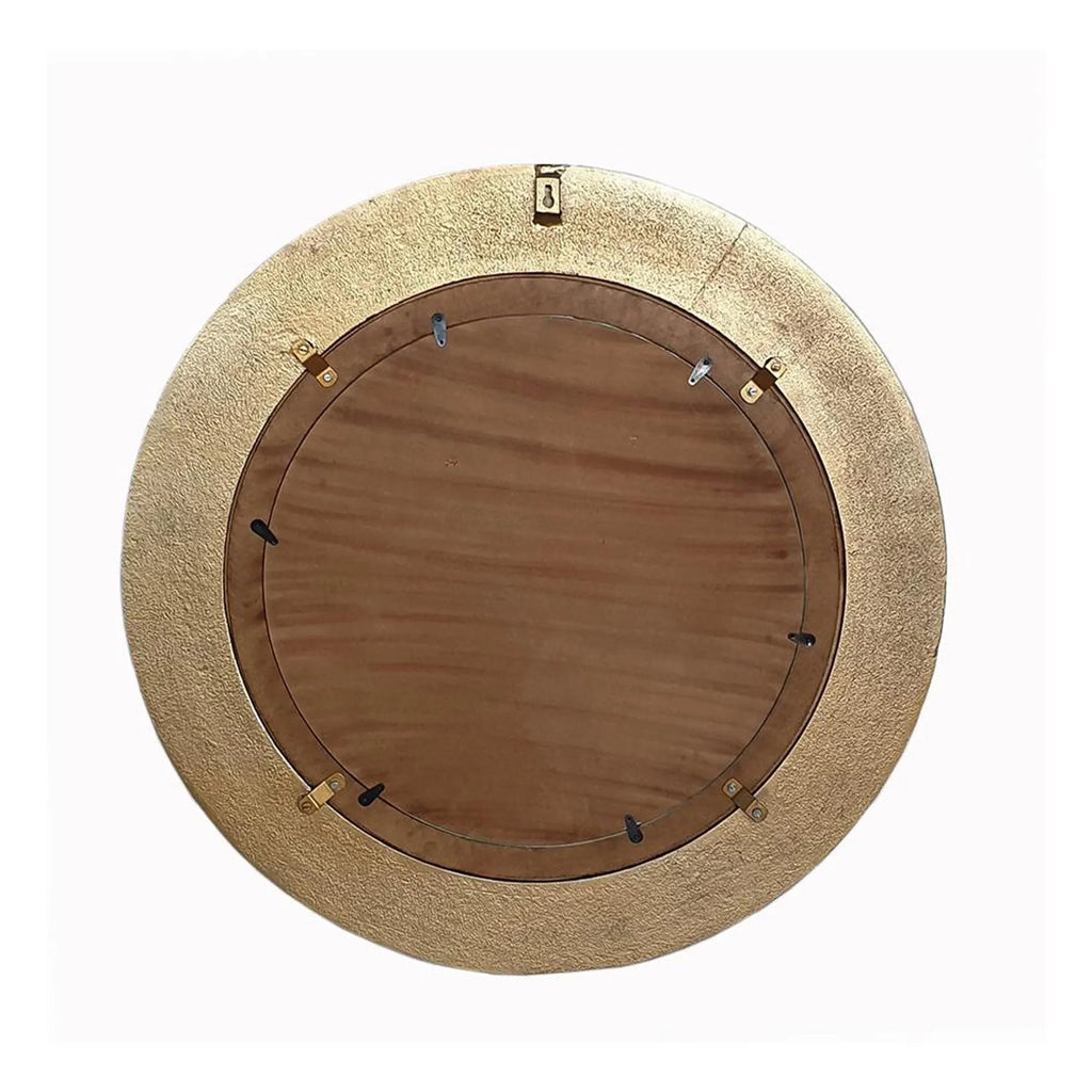 36″ Gold and White Round Aluminum Ribbed Edge Framed Accent Mirror — view 3