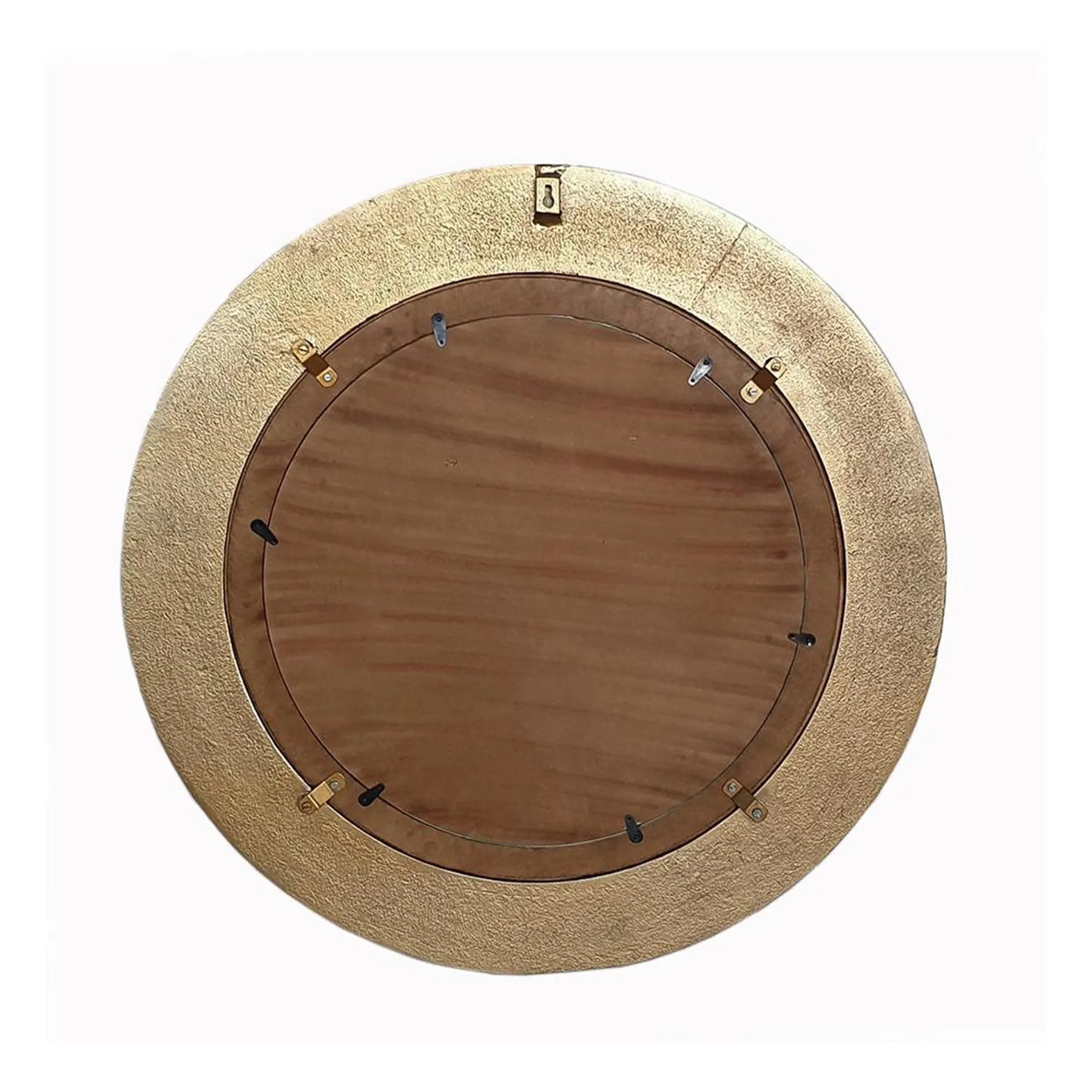 36″ Gold and White Round Aluminum Ribbed Edge Framed Accent Mirror — view 3