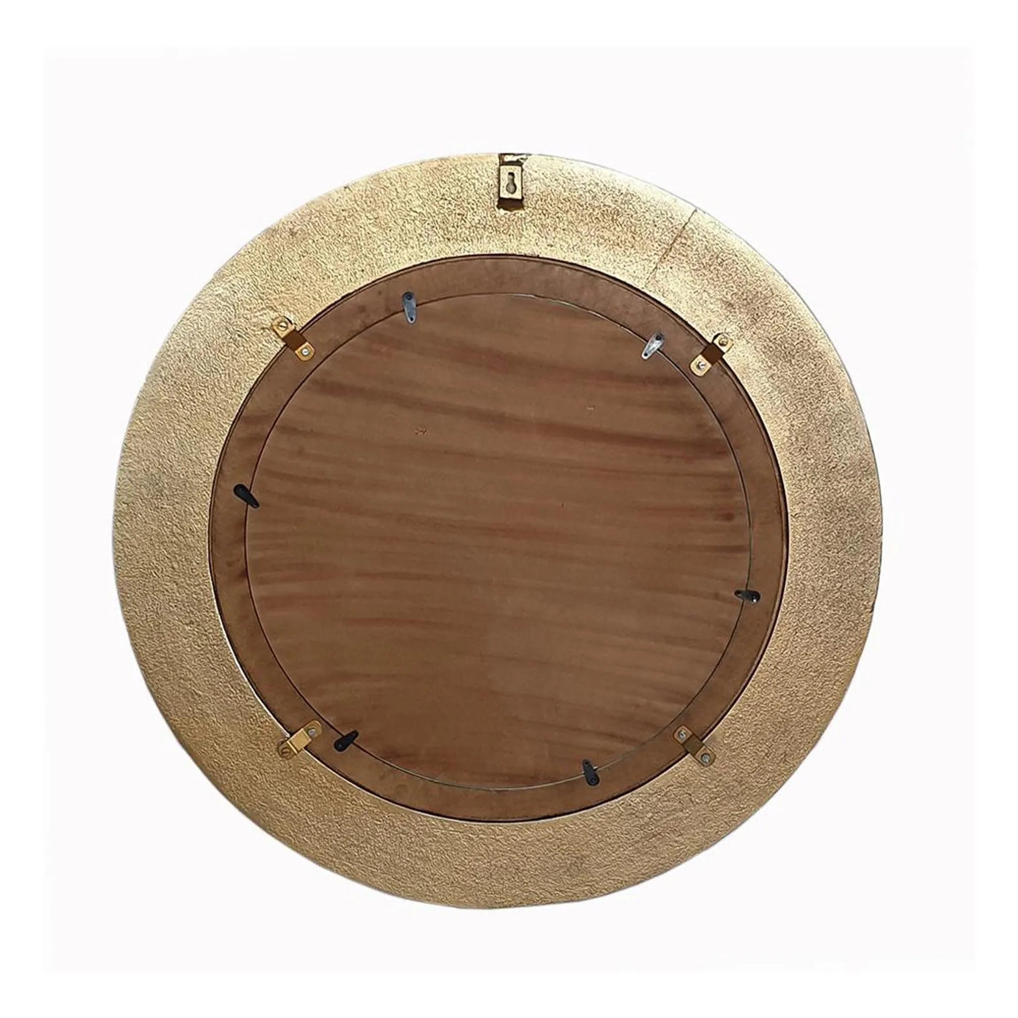 36″ Gold and White Round Aluminum Ribbed Edge Framed Accent Mirror — view 3