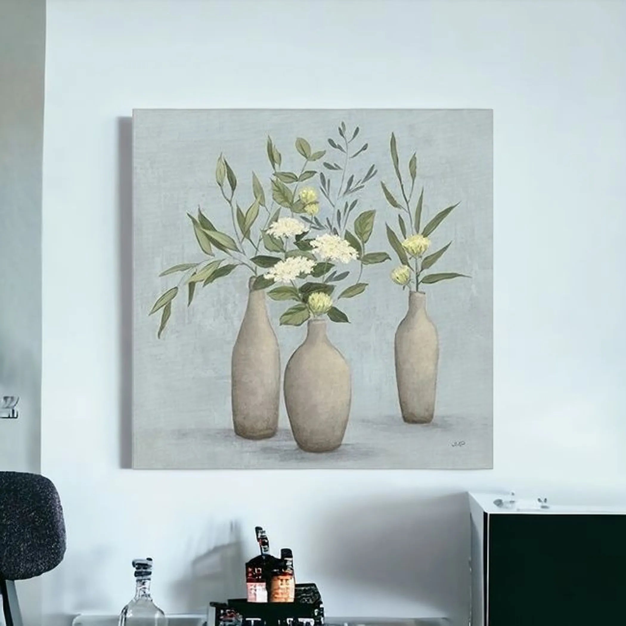 Bohemian Flowers In Ceramic Vases Unframed Print Wall Art — view 2