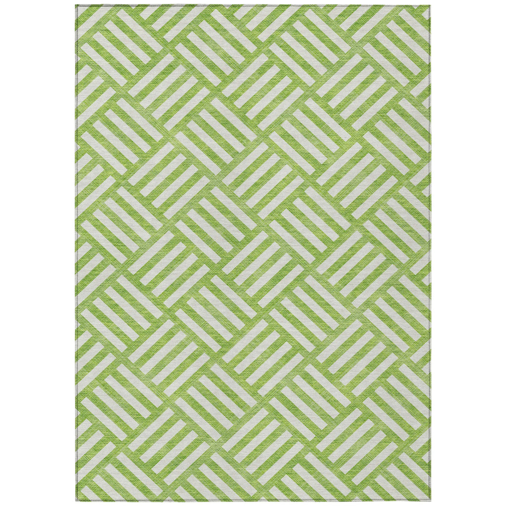 10′ X 14′ Lime Green And Ivory Geometric Washable Indoor Outdoor Area Rug — view 2