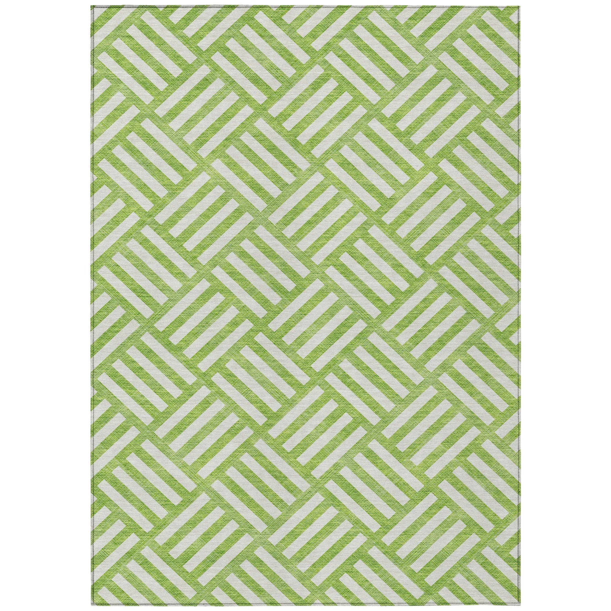 10′ X 14′ Lime Green And Ivory Geometric Washable Indoor Outdoor Area Rug — view 2