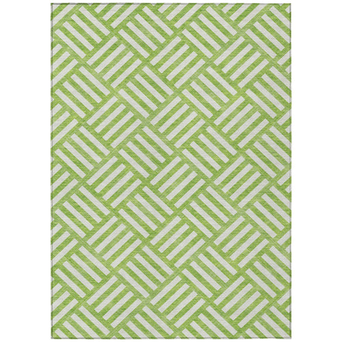 10′ X 14′ Lime Green And Ivory Geometric Washable Indoor Outdoor Area Rug — view 2