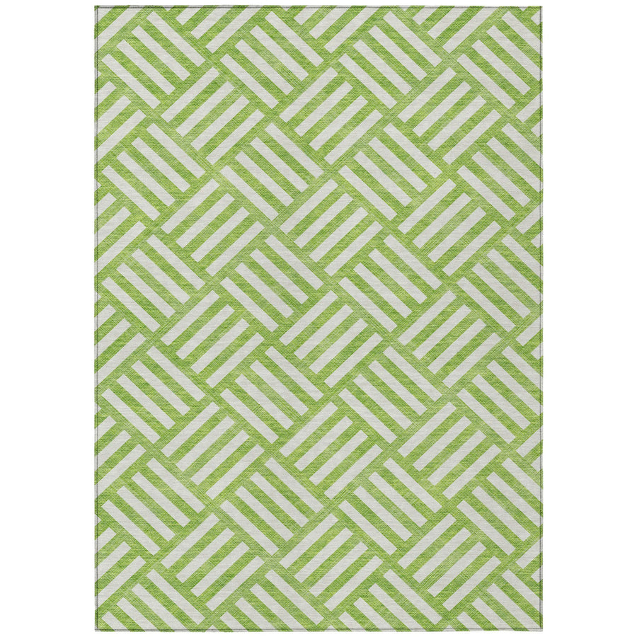 10′ X 14′ Lime Green And Ivory Geometric Washable Indoor Outdoor Area Rug — view 2