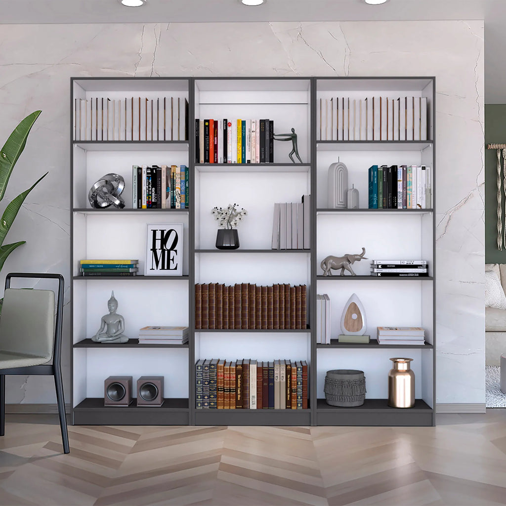 Bartow 3 Piece Living Room Set with 3 Bookcases