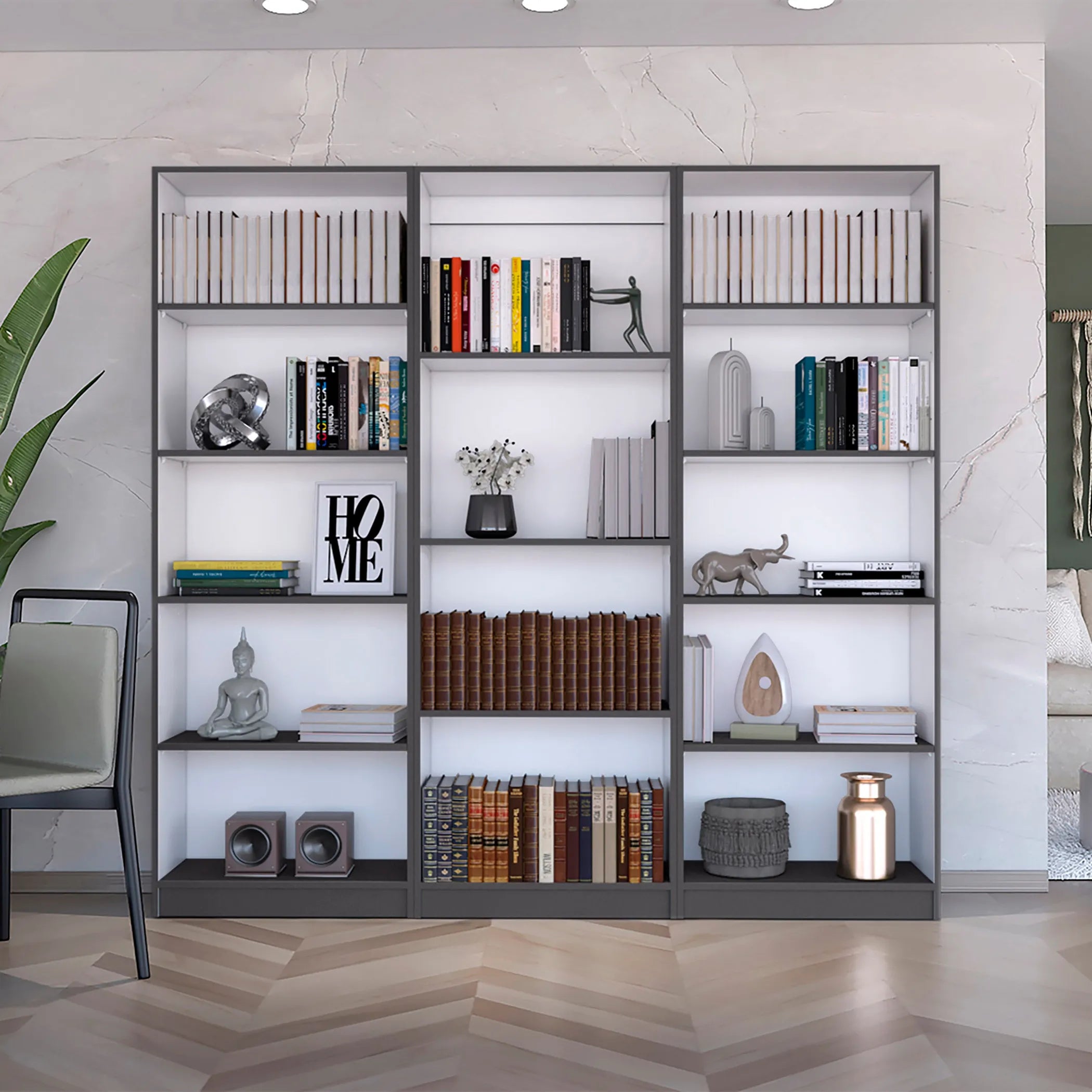 Bartow 3 Piece Living Room Set with 3 Bookcases