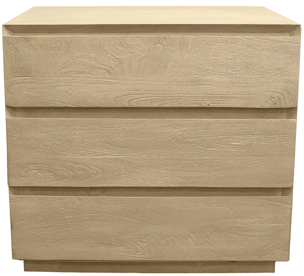 24″ Natural Three Drawer Solid Wood Nightstand — view 2