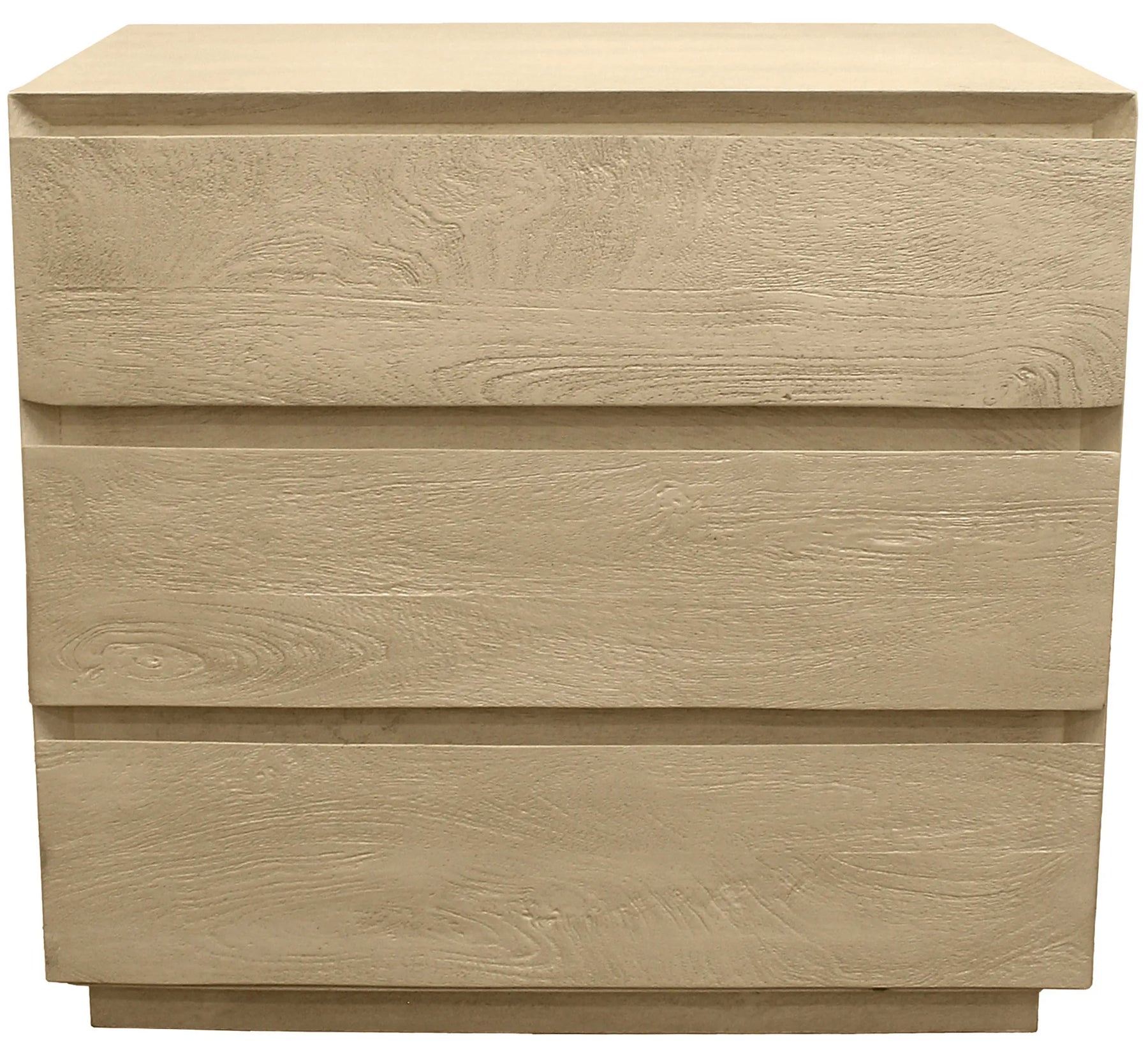 24″ Natural Three Drawer Solid Wood Nightstand — view 2