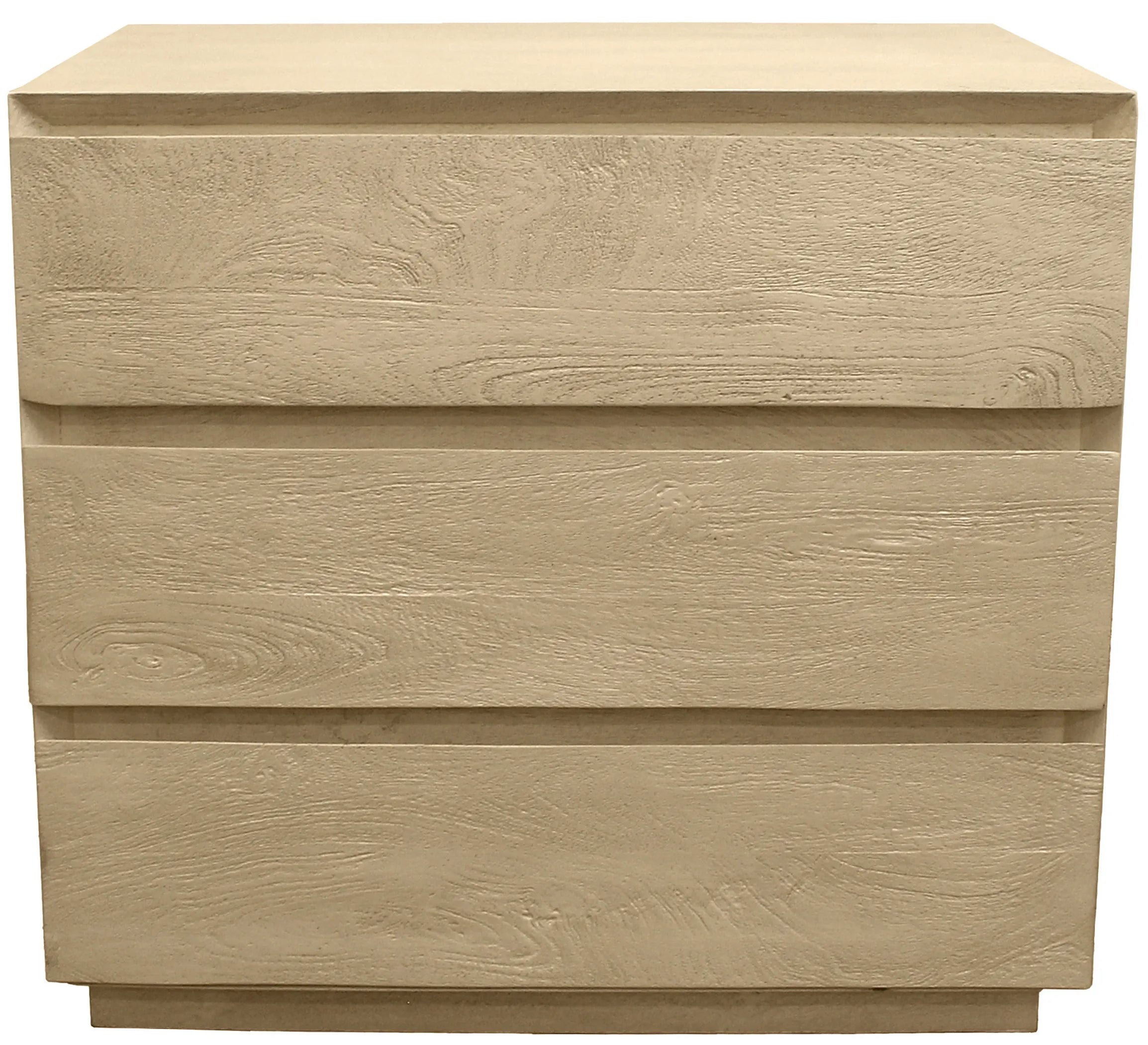 24″ Natural Three Drawer Solid Wood Nightstand — view 2