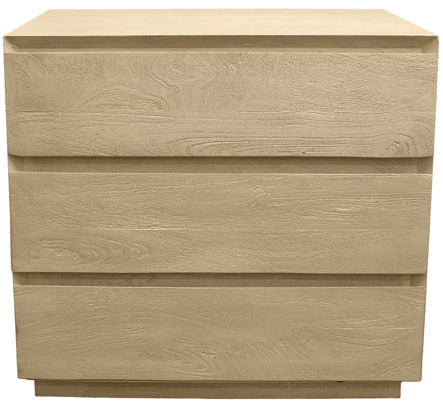 24″ Natural Three Drawer Solid Wood Nightstand — view 2