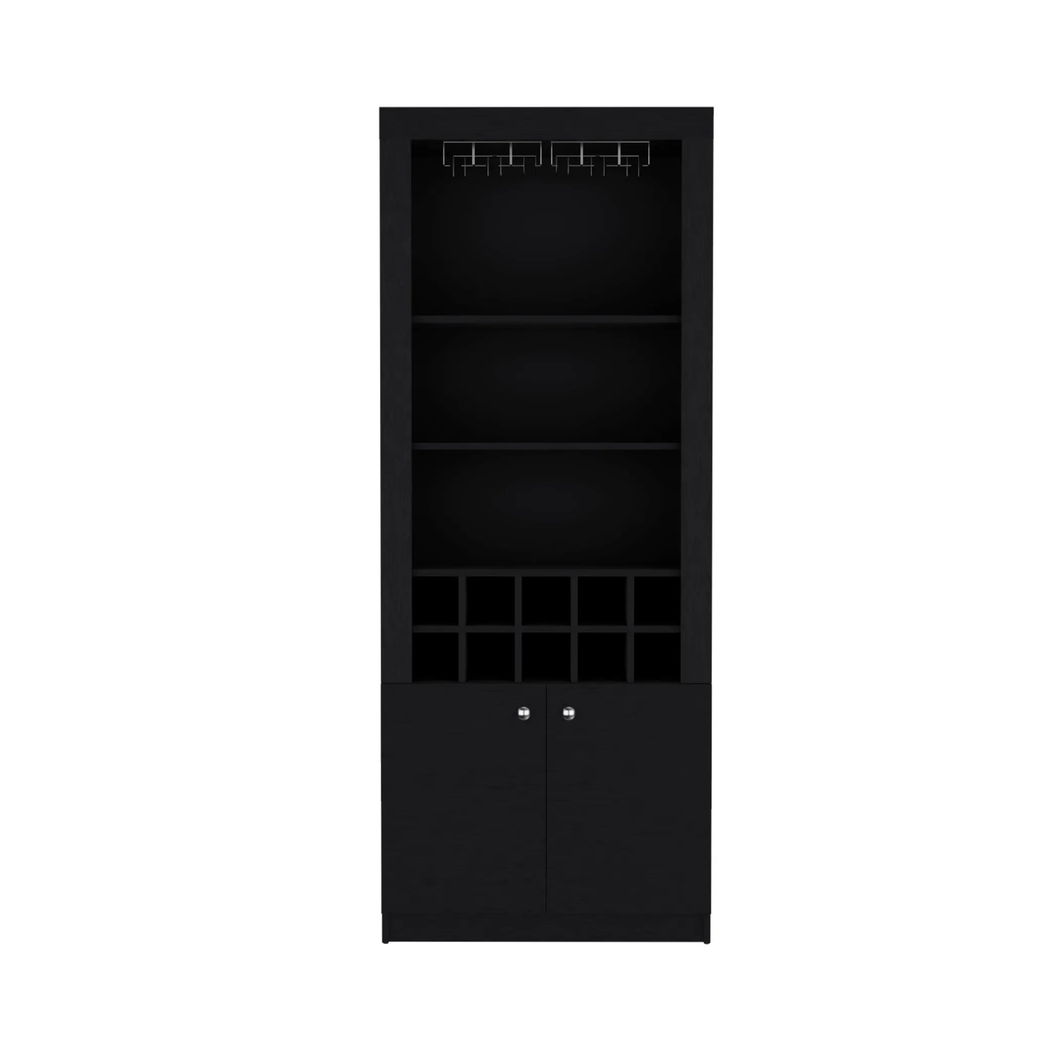 Nero Tall Bar Cabinet 4-Tier Modern Bar Cabinet with Glass Holder Stemware Rack, Wine Cabinet, Liquor Cabinet — view 2