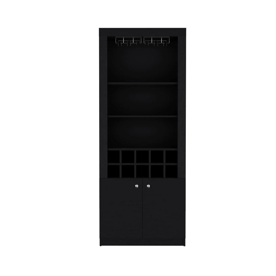 Nero Tall Bar Cabinet 4-Tier Modern Bar Cabinet with Glass Holder Stemware Rack, Wine Cabinet, Liquor Cabinet — view 2