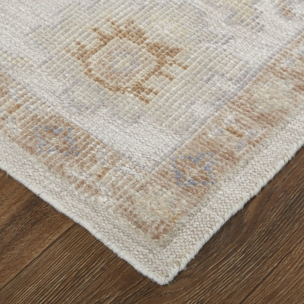 4′ X 6′ Orange and Ivory Floral Hand Knotted Area Rug — view 4