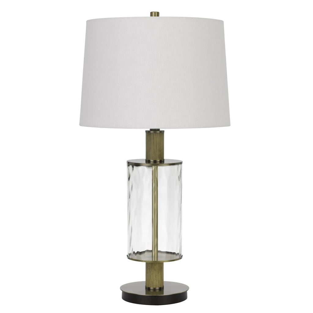 31″ Clear Metal Table Lamp With White Empire Shade — view 2