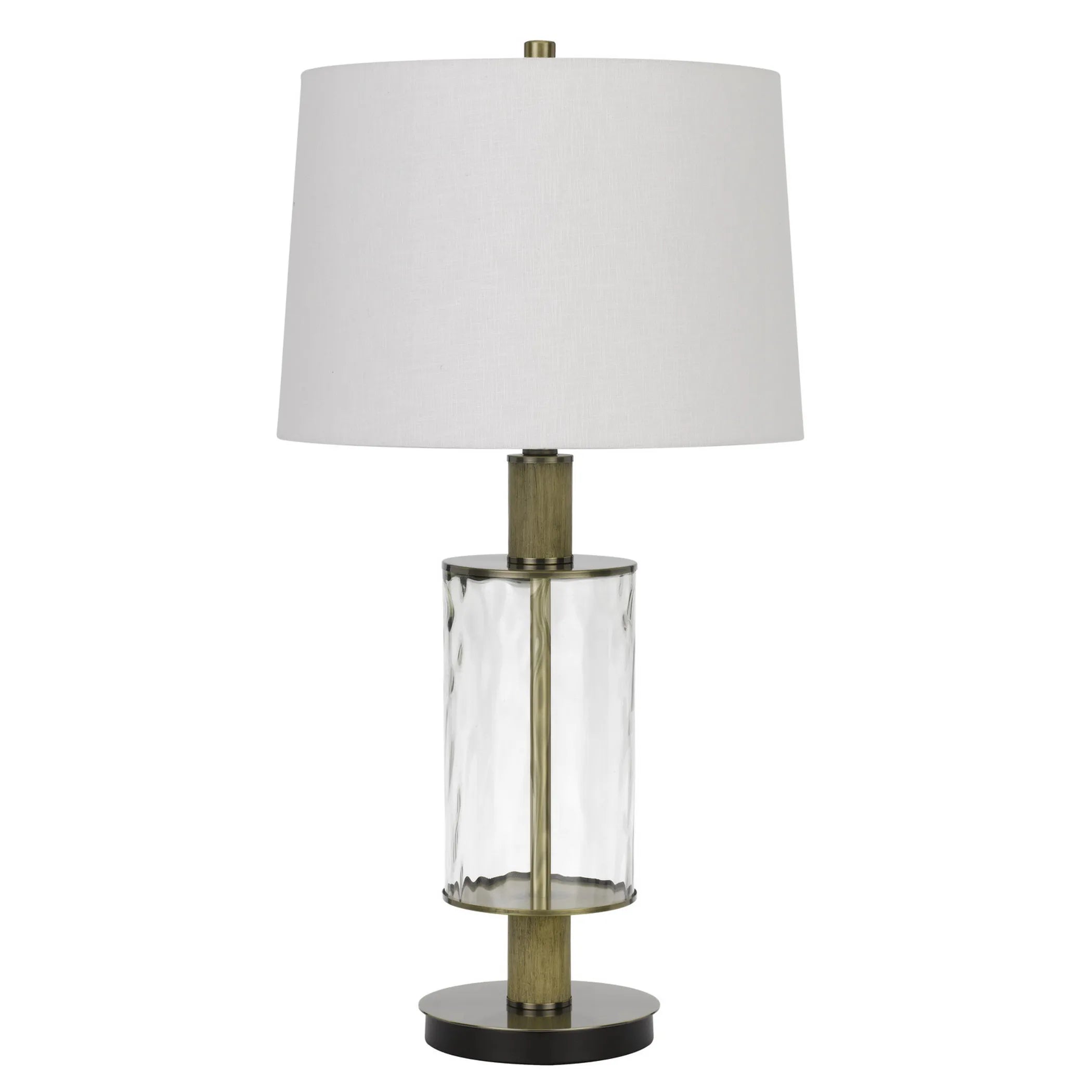 31″ Clear Metal Table Lamp With White Empire Shade — view 2