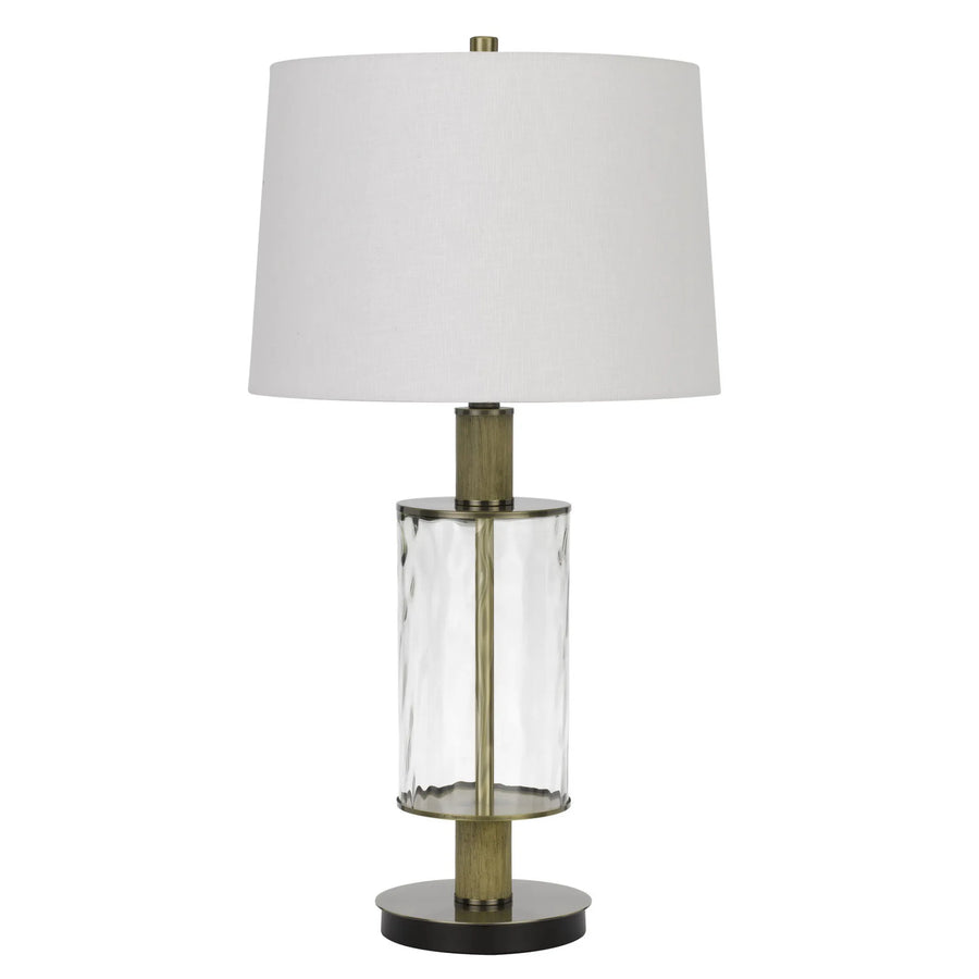 31″ Clear Metal Table Lamp With White Empire Shade — view 2