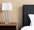 34″ Silver Metal Two Light Table Lamp With White Empire Shade