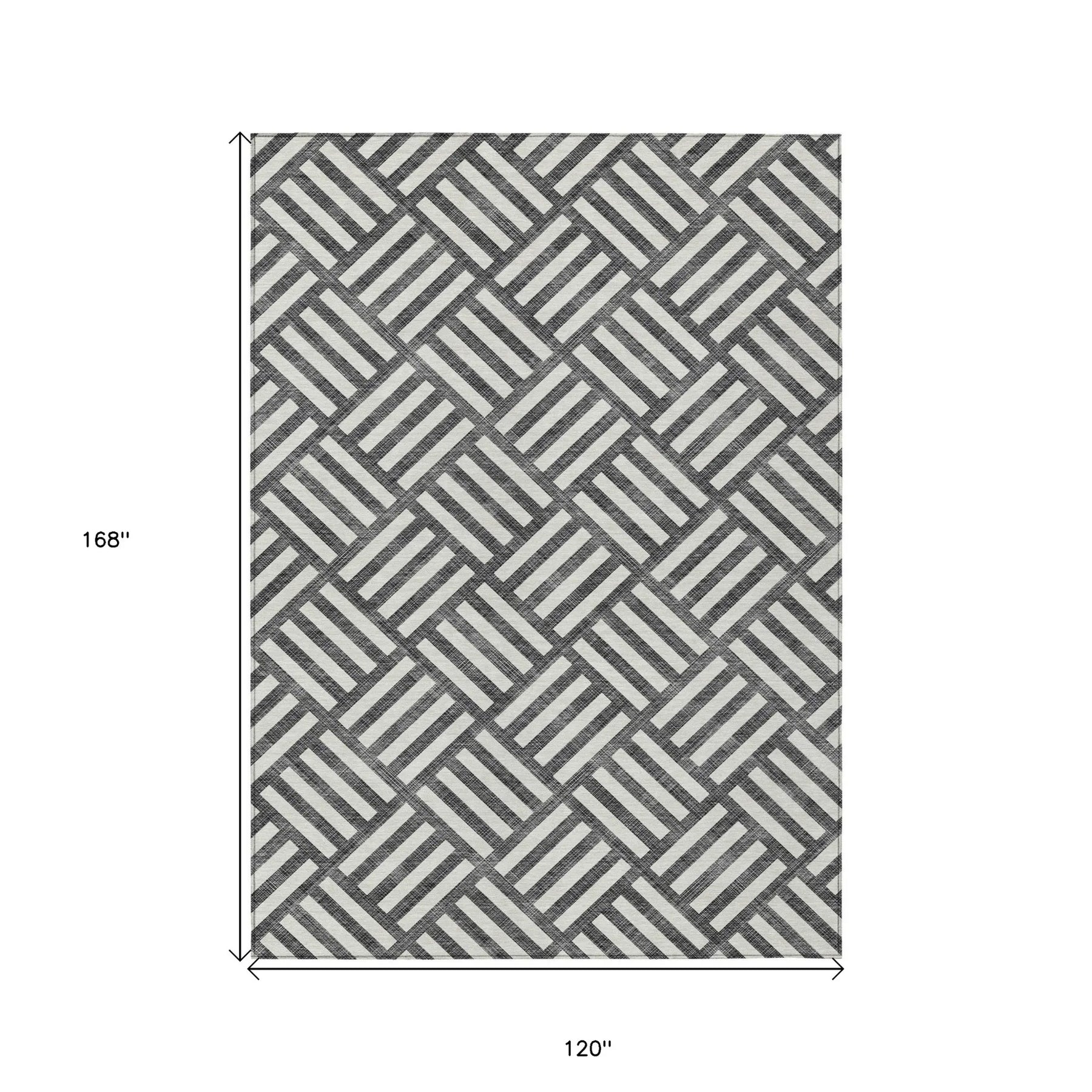 10′ X 14′ Black And Ivory Geometric Washable Indoor Outdoor Area Rug — view 3