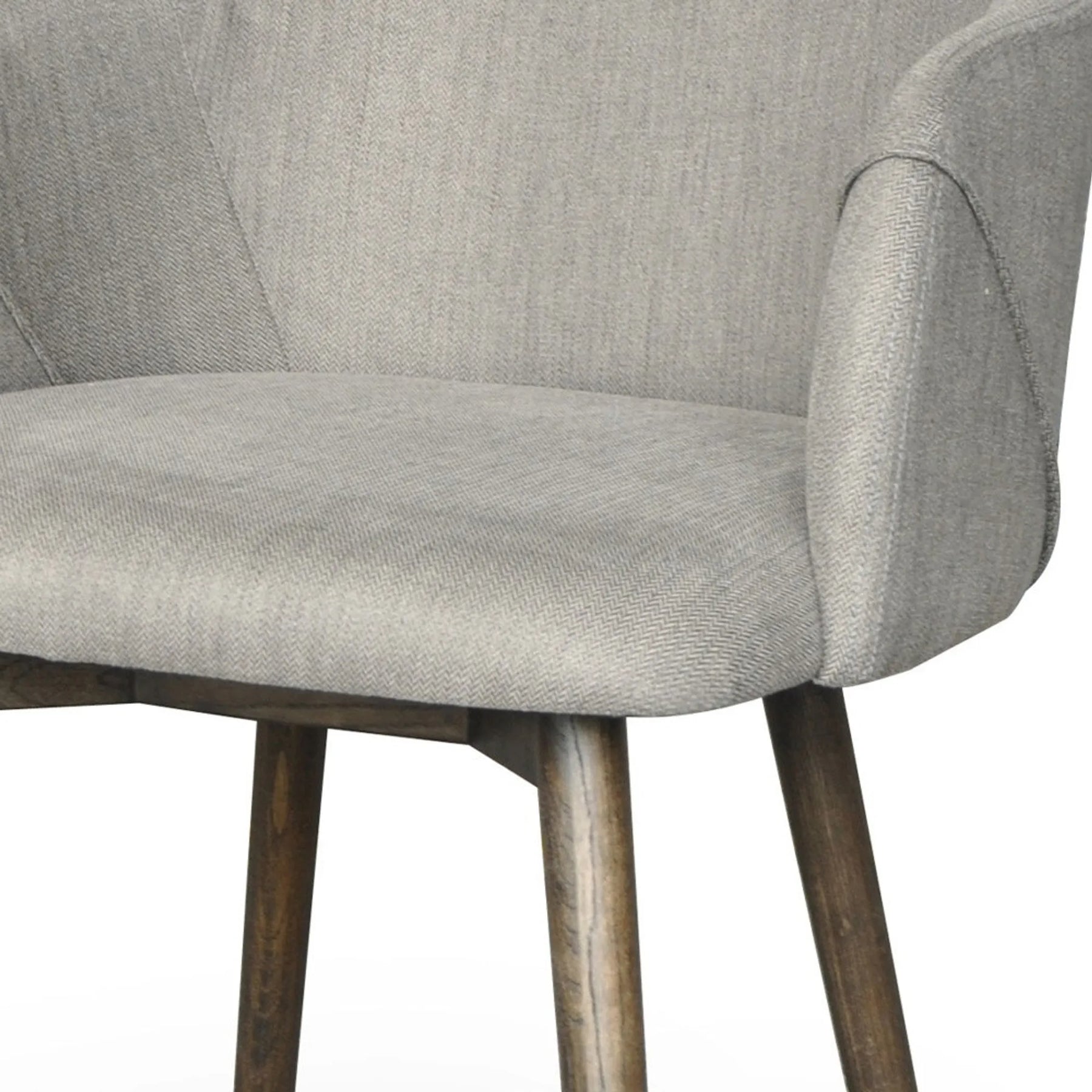 Gray And Brown Upholstered Fabric Dining Arm Chair — view 4