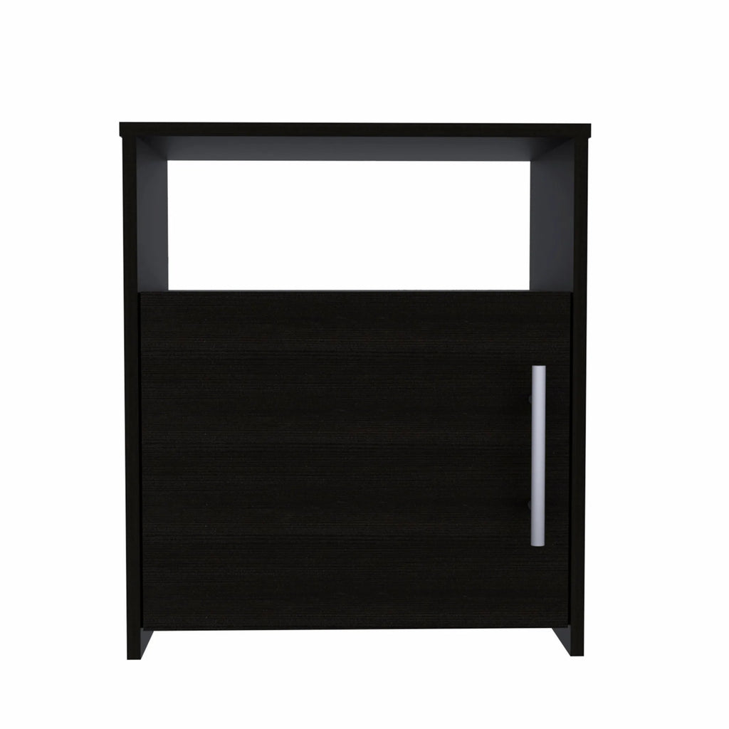 23″ Black One Cabinet Faux Wood Nightstand