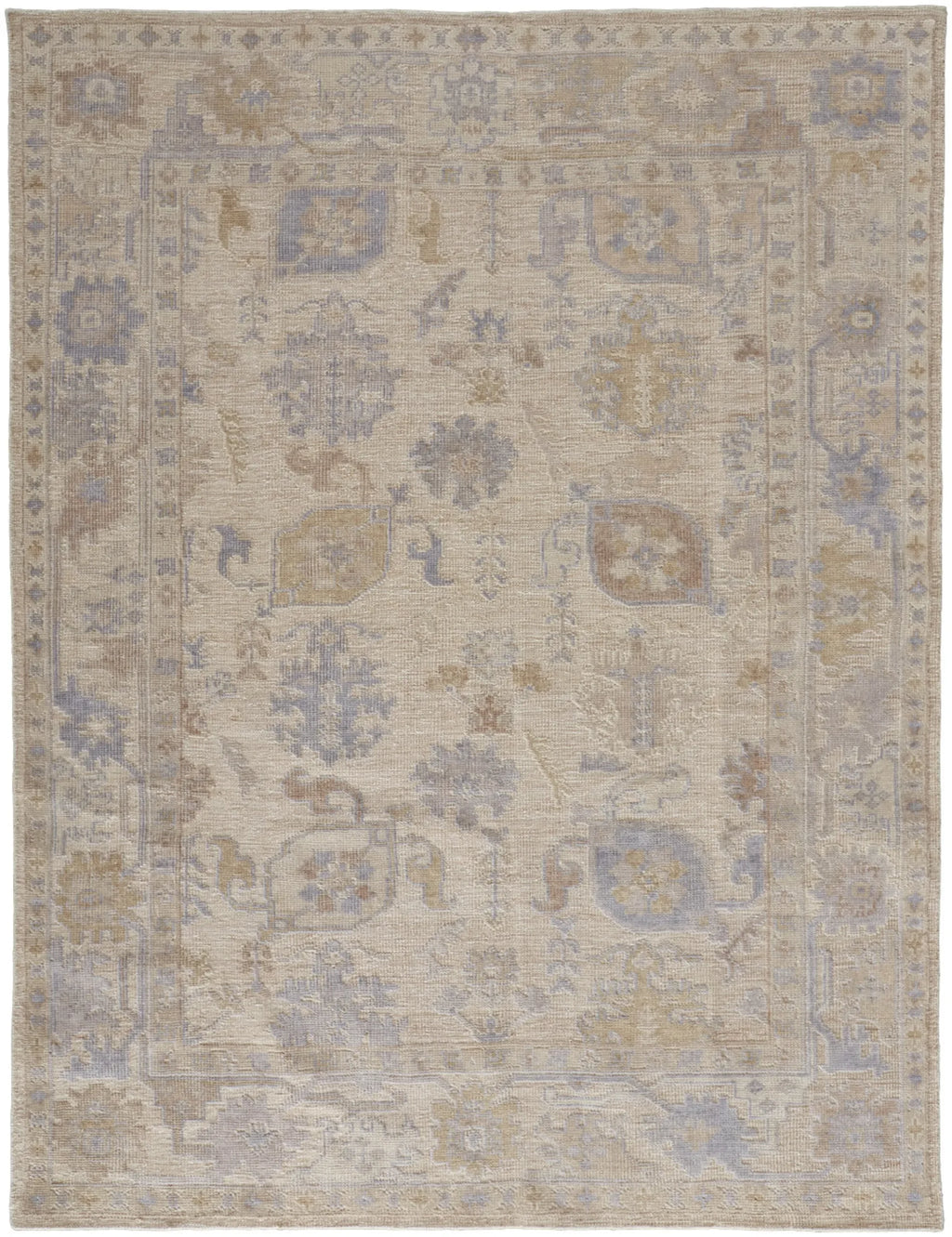 8′ X 10′ Blue and Ivory Floral Hand Knotted Area Rug — view 2