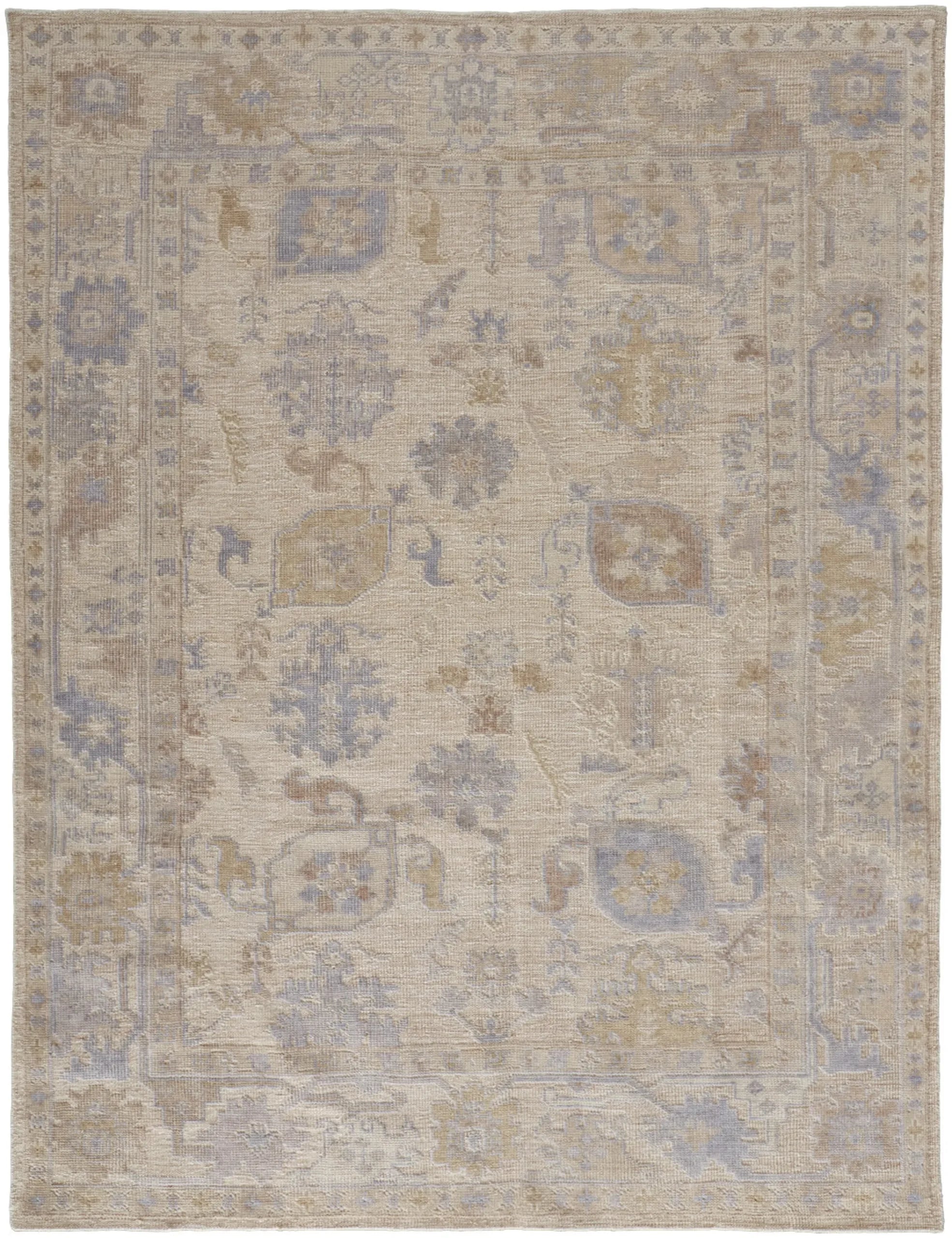 8′ X 10′ Blue and Ivory Floral Hand Knotted Area Rug — view 2