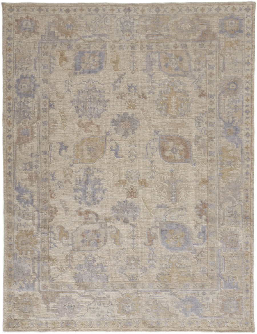 8′ X 10′ Blue and Ivory Floral Hand Knotted Area Rug — view 2