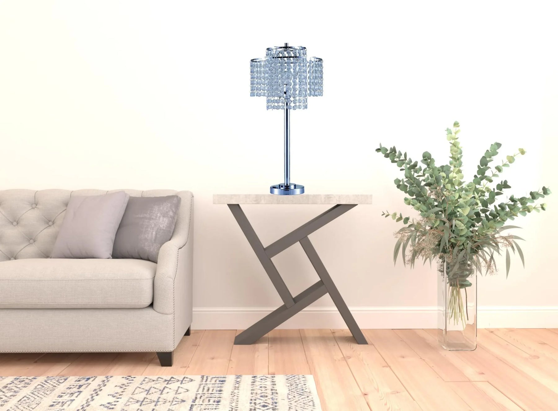 26″ Silver Glam Two Tier Chandelier USB Table Lamp — view 4