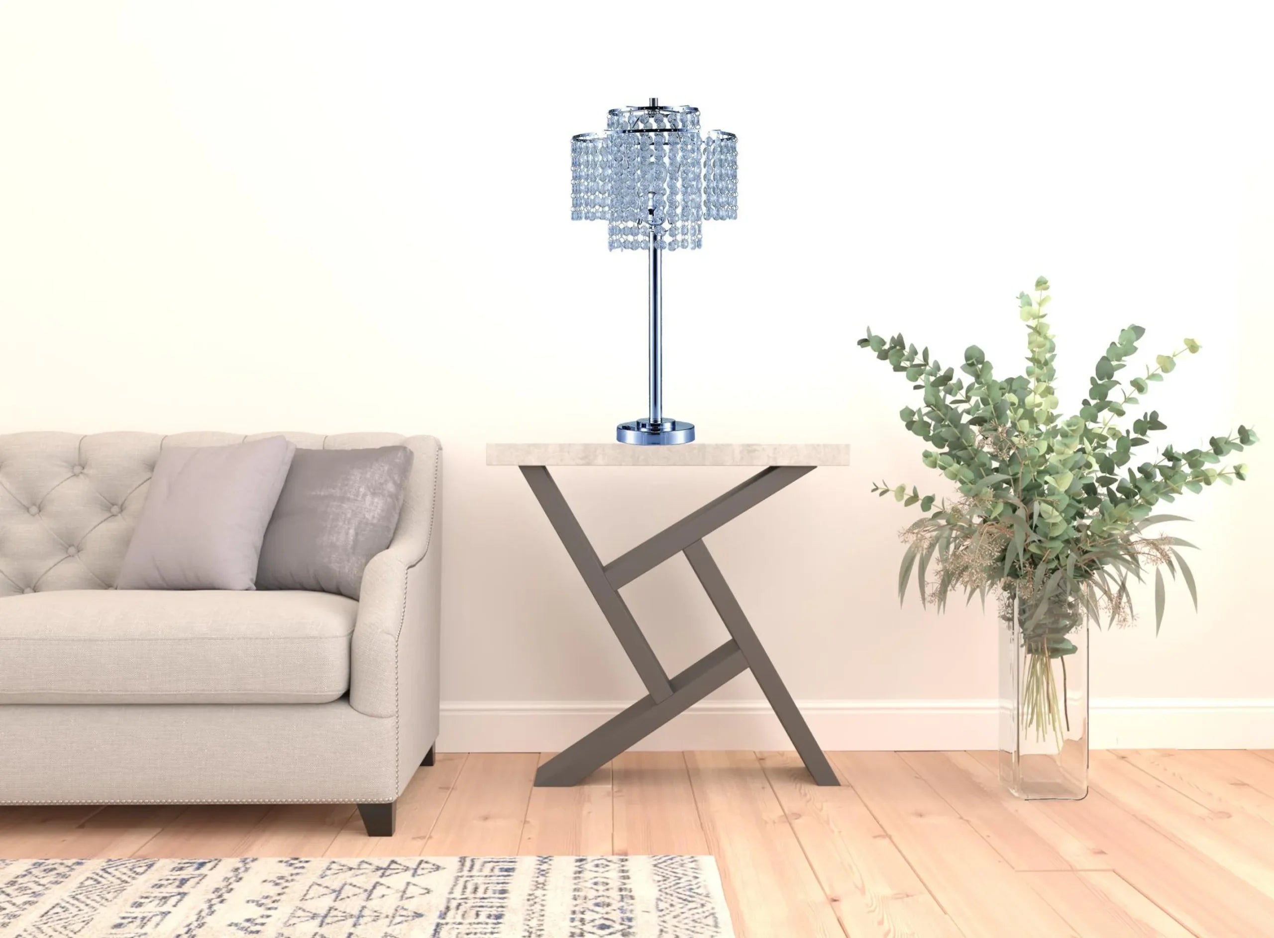 26″ Silver Glam Two Tier Chandelier USB Table Lamp — view 4