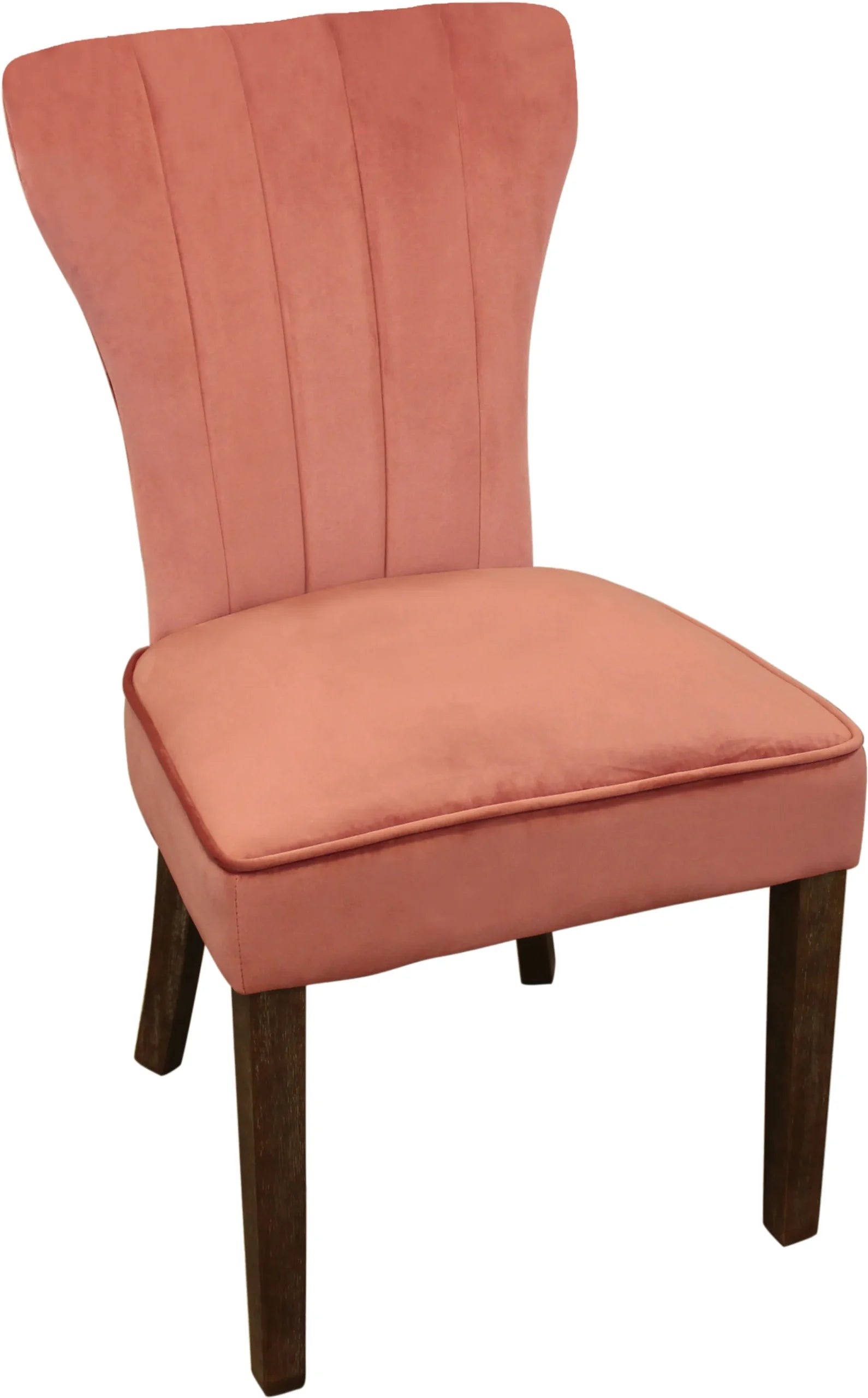 Set of Two Blush And Brown Upholstered Velvet Dining Parsons Chairs — view 4