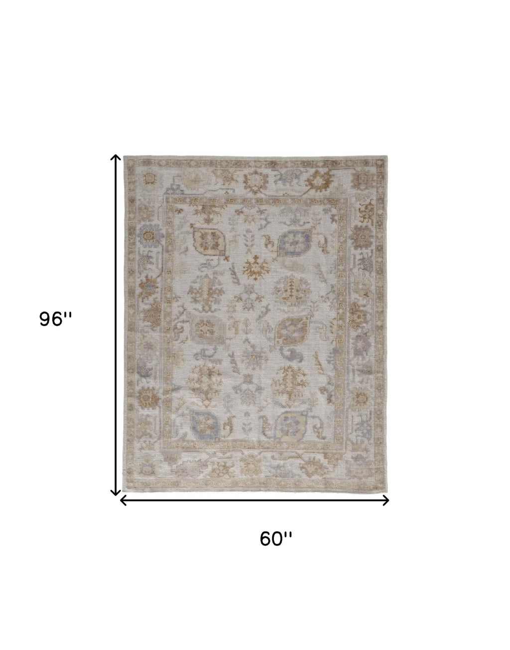 5′ X 8′ Ivory Floral Hand Knotted Area Rug — view 3