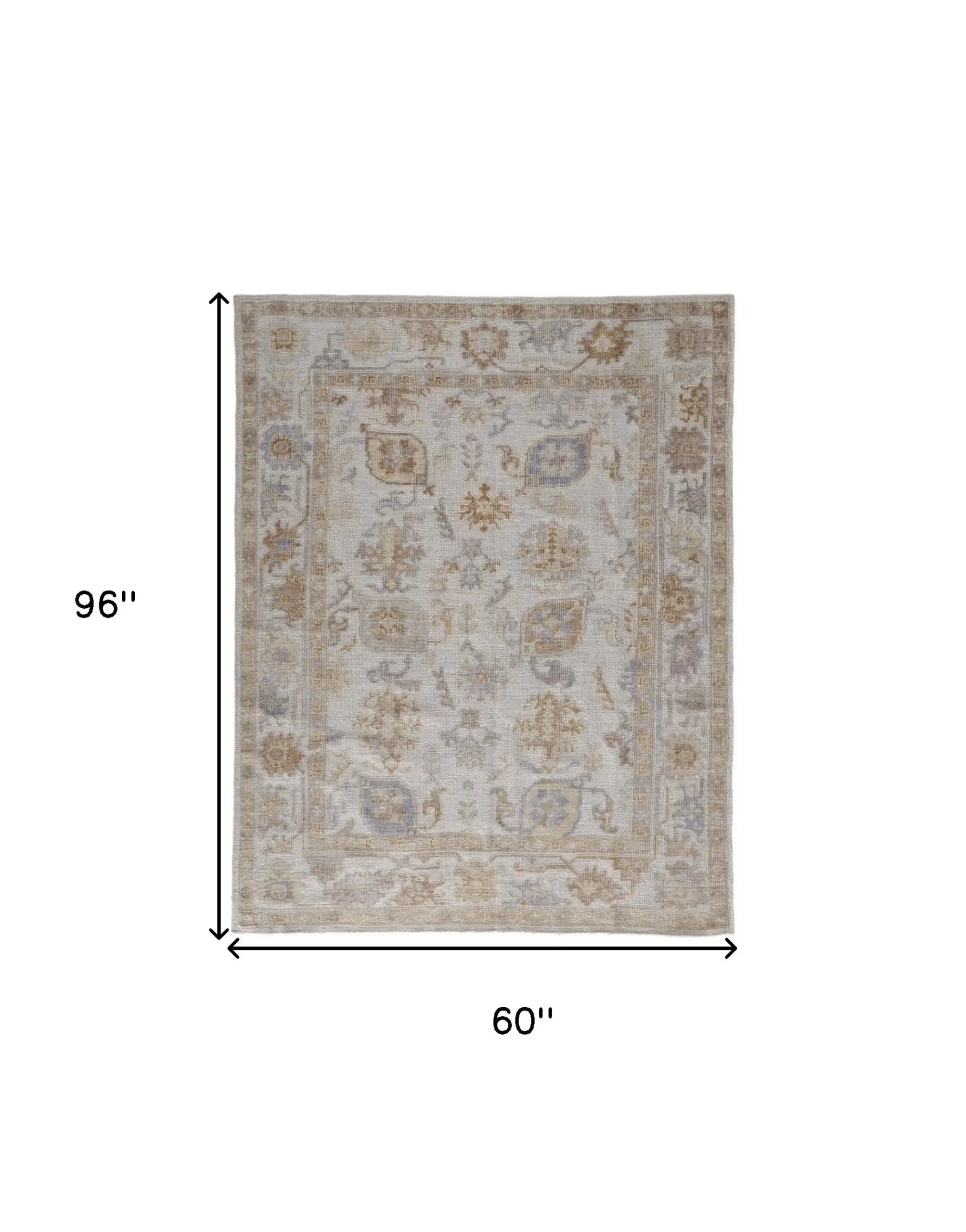 5′ X 8′ Ivory Floral Hand Knotted Area Rug — view 3