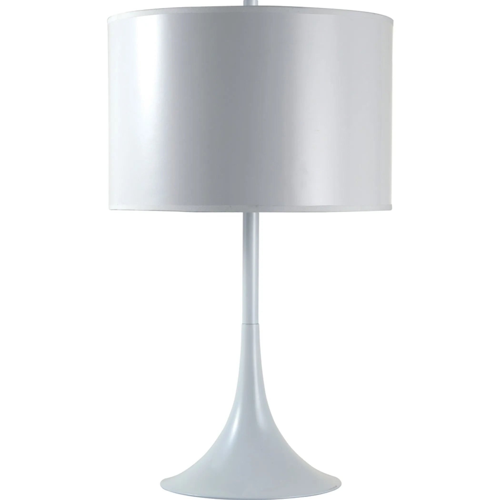 25″ White Metal Table Lamp With White Classic Drum Shade