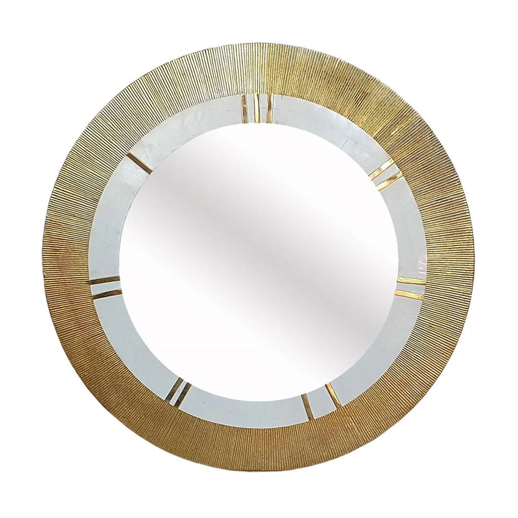 36″ Gold and White Round Aluminum Ribbed Edge Framed Accent Mirror — view 2