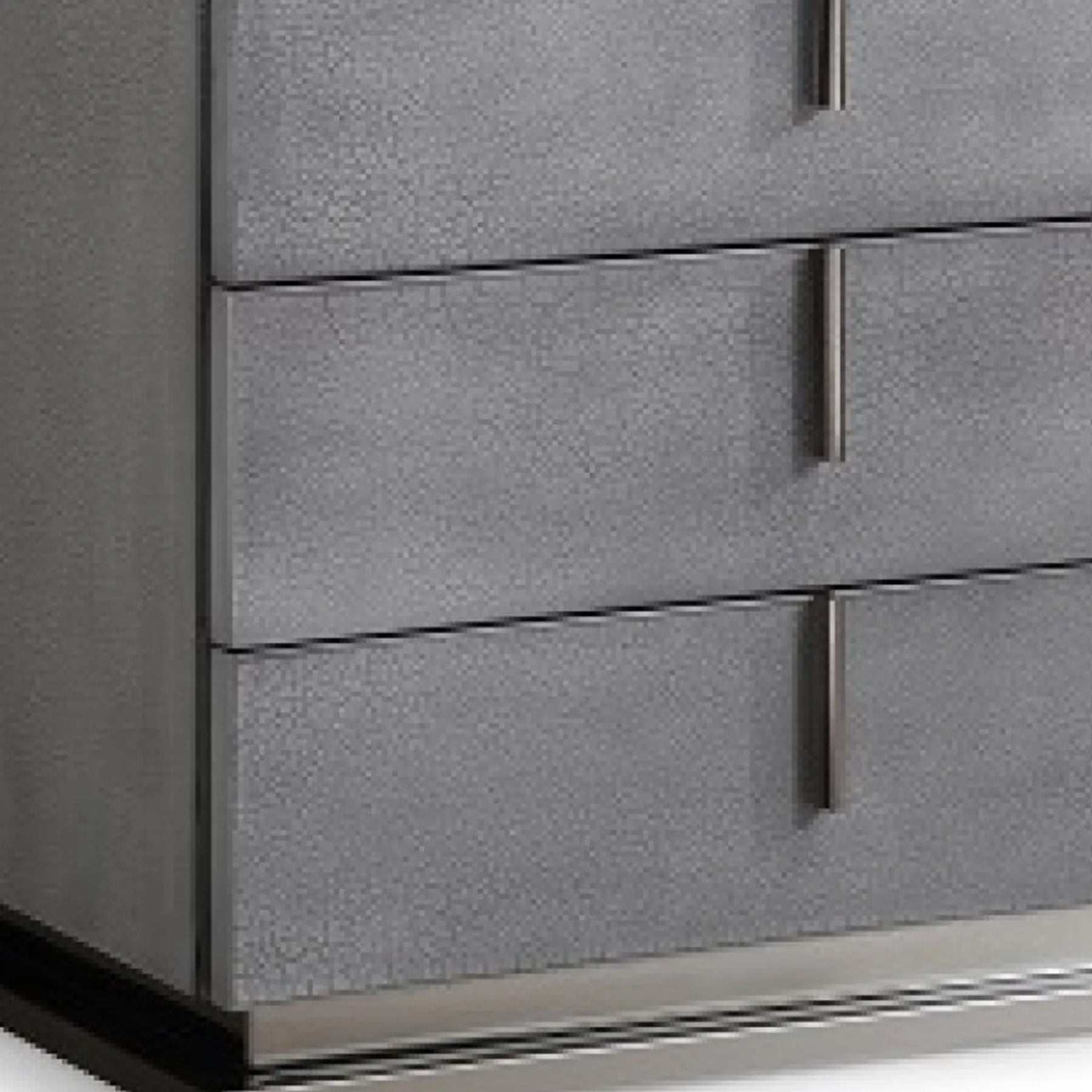 22″ Gray Crackle Finish Three Drawer Nightstand — view 3