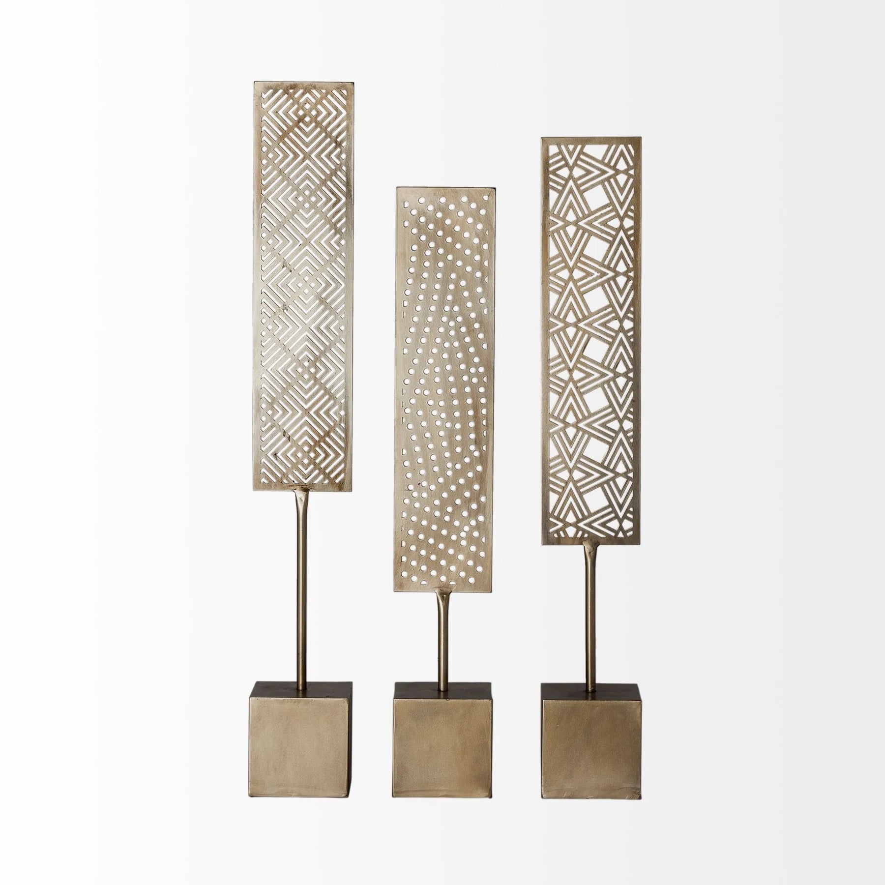 Set Of Three Gold Abstract Metal Cutout Tabletop Decor Pieces — view 3