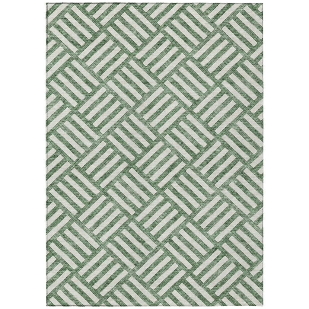10′ X 14′ Green And Ivory Geometric Washable Indoor Outdoor Area Rug — view 2