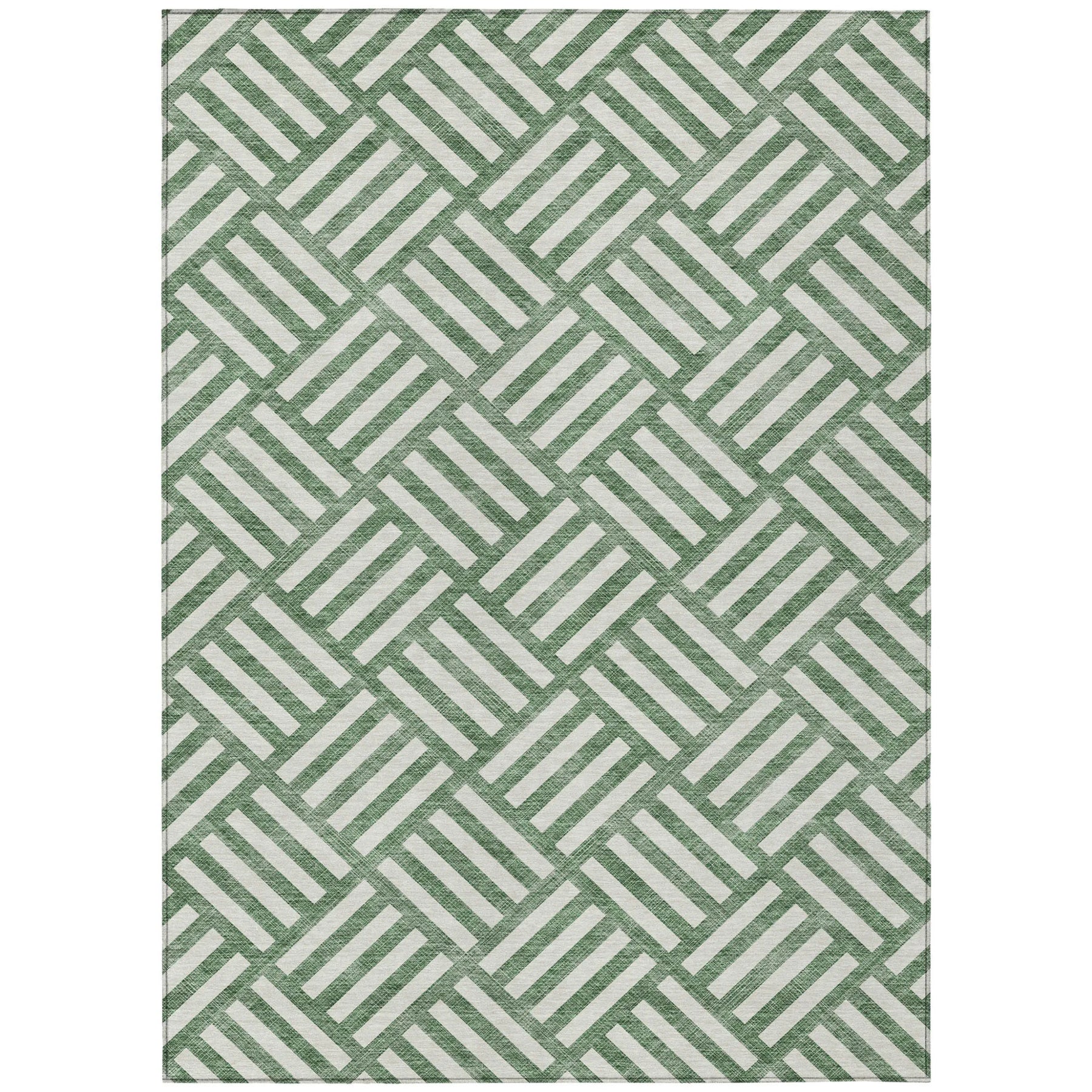 10′ X 14′ Green And Ivory Geometric Washable Indoor Outdoor Area Rug — view 2