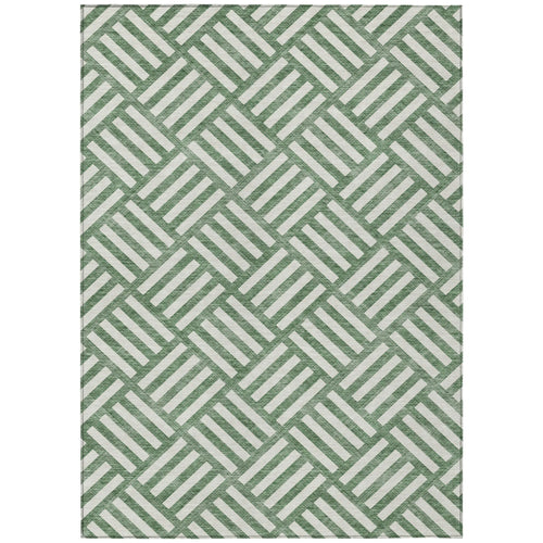 10′ X 14′ Green And Ivory Geometric Washable Indoor Outdoor Area Rug — view 2