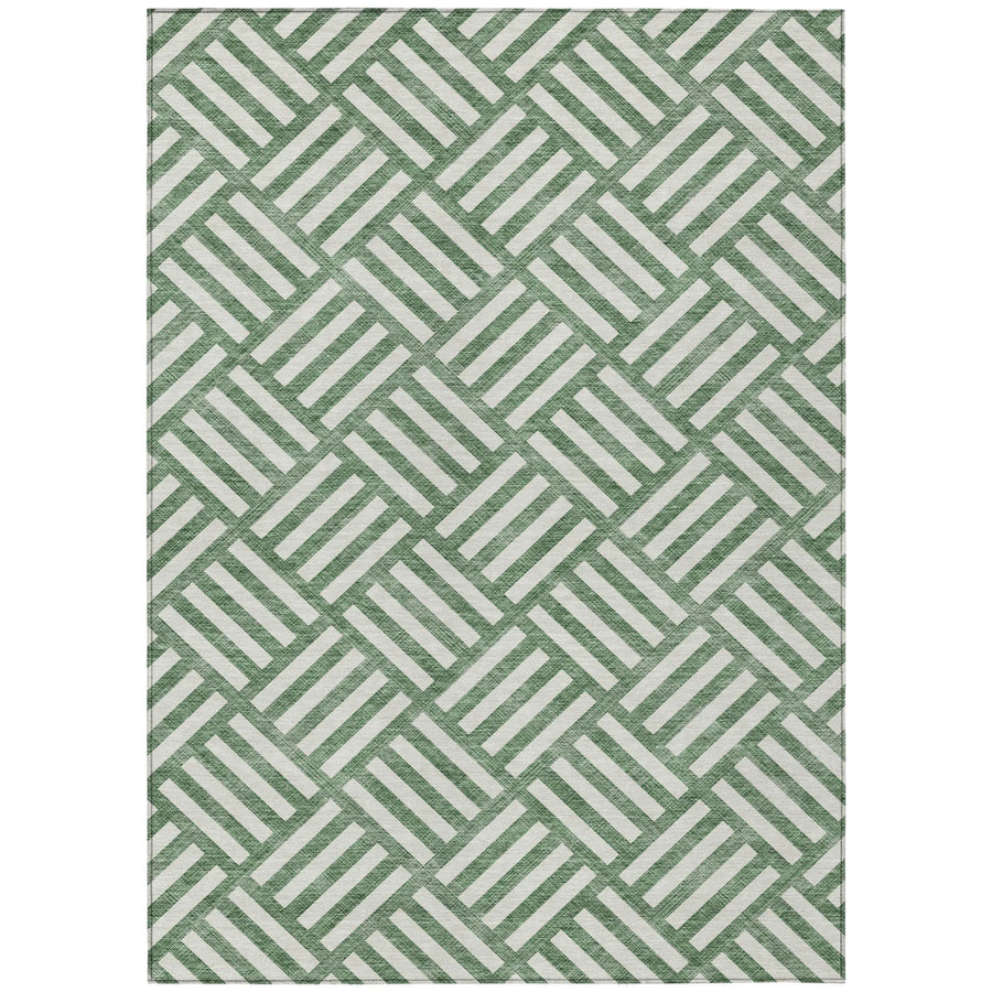 10′ X 14′ Green And Ivory Geometric Washable Indoor Outdoor Area Rug — view 2