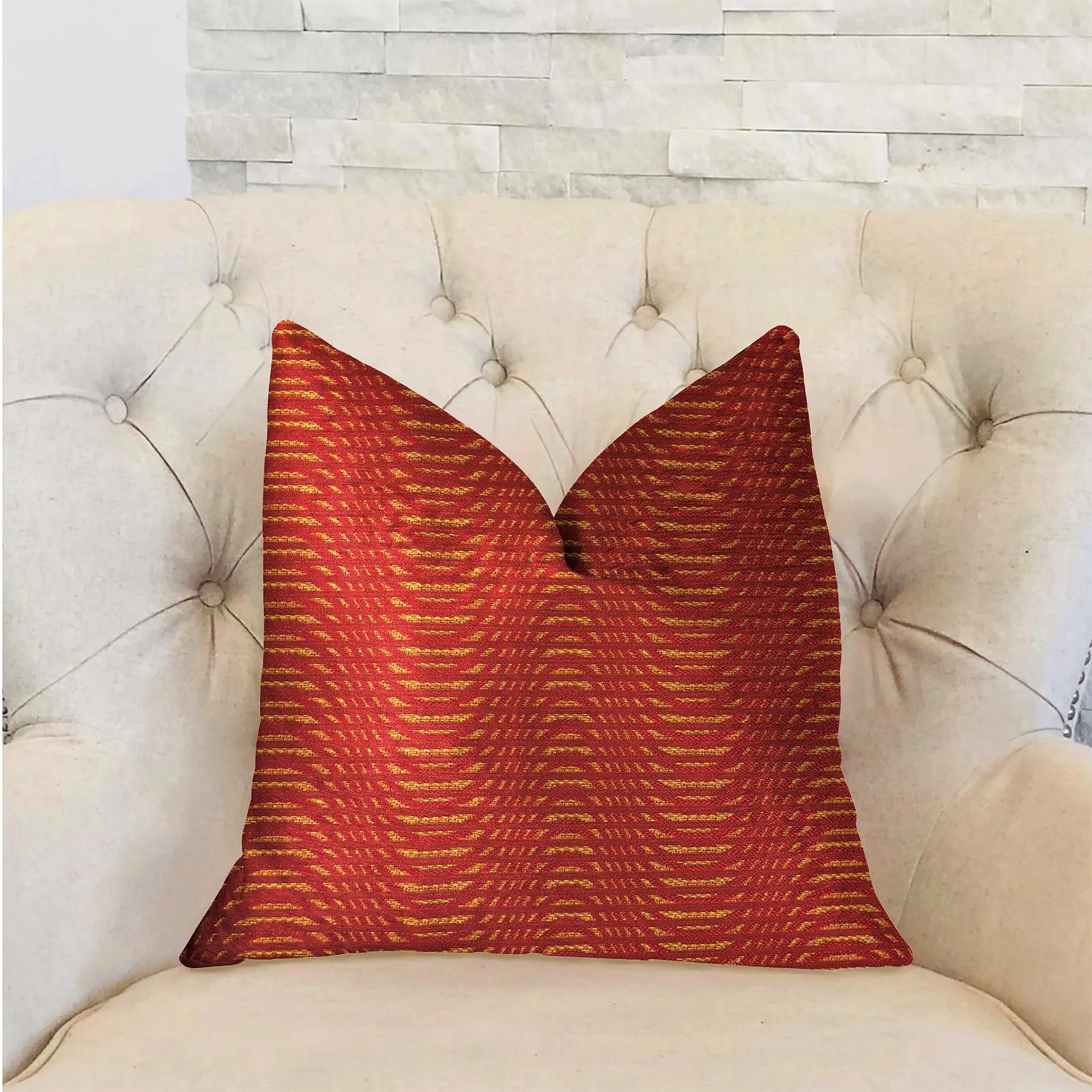 Plutus New Earth Ripple Red Luxury Throw Pillow — view 2