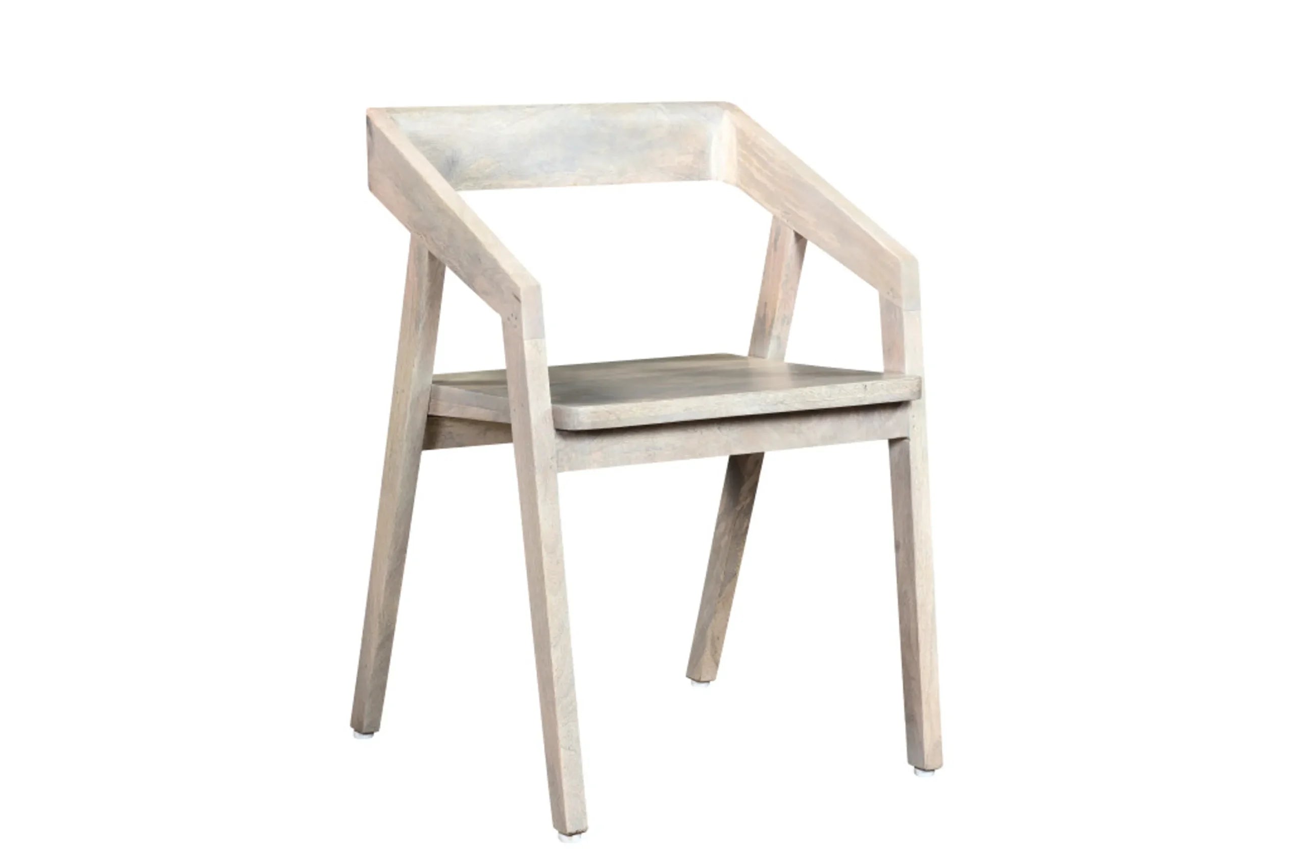White Solid Wood Open Back Dining Arm Chair — view 2