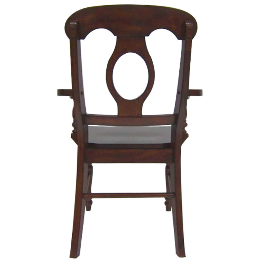 Sunset Trading Andrews Napoleon Dining Chair with Arms | Chestnut Brown Solid Wood | Set of 2 — view 4