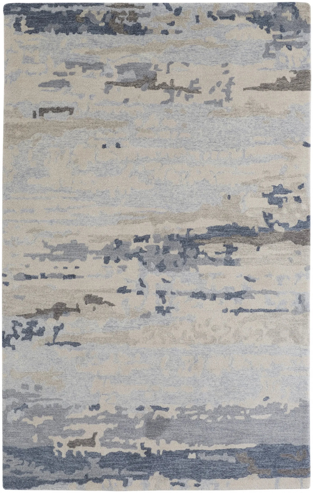 8′ X 10′ Blue Gray And Ivory Wool Abstract Tufted Handmade Stain Resistant Area Rug