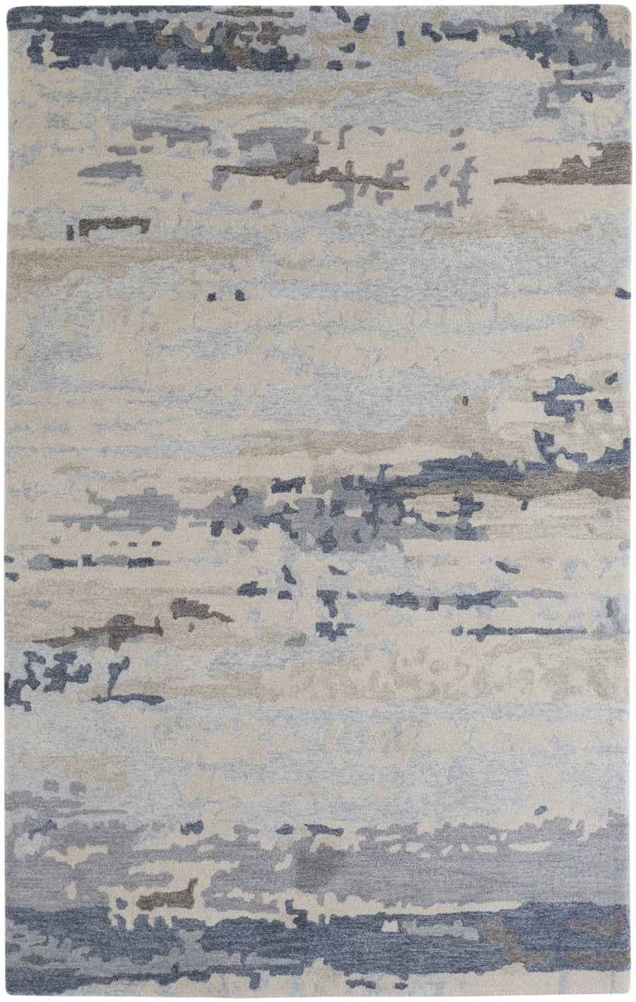 8′ X 10′ Blue Gray And Ivory Wool Abstract Tufted Handmade Stain Resistant Area Rug