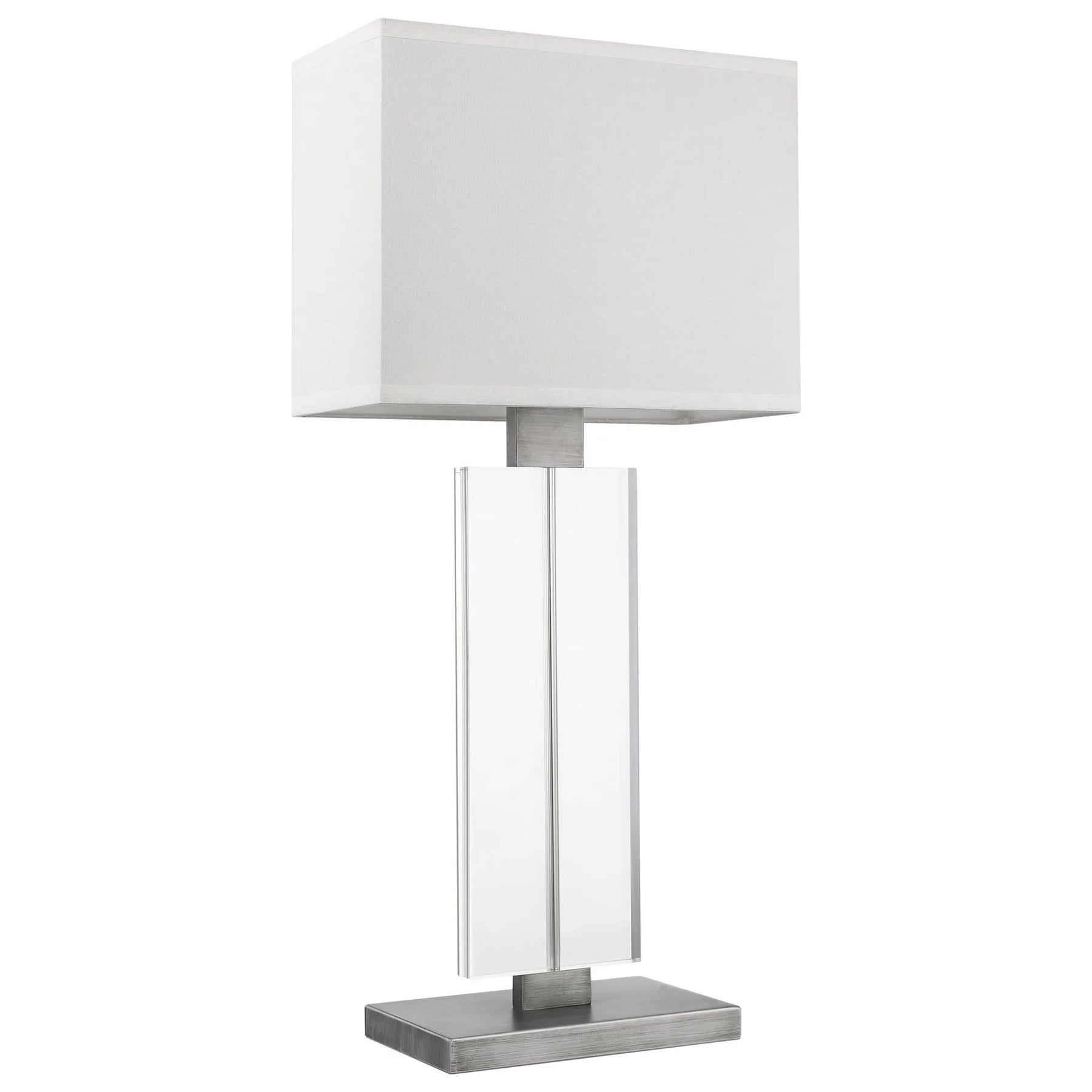 31″ Silver Metal and Acrylic Buffet Lamp With White Shade — view 4