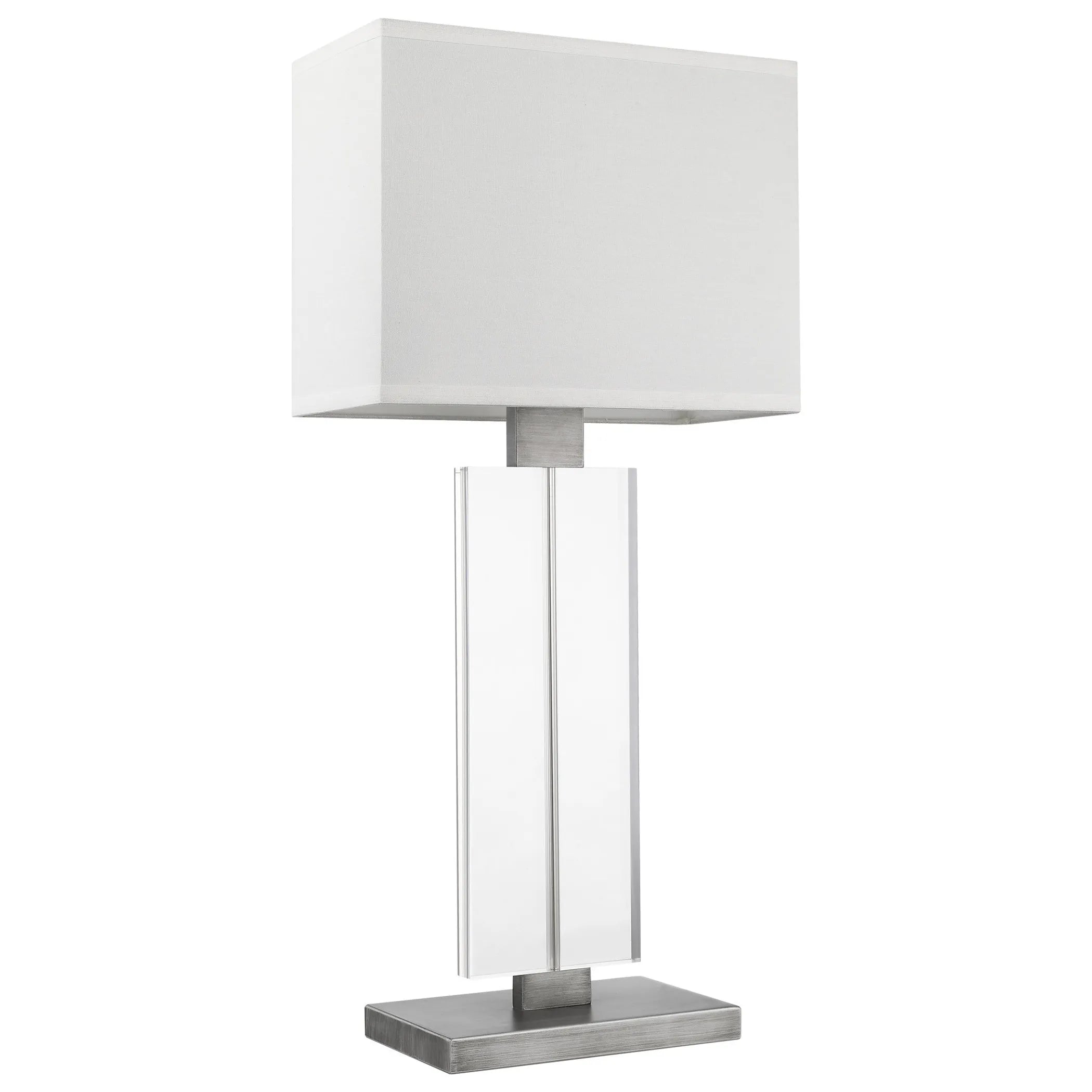 31″ Silver Metal and Acrylic Buffet Lamp With White Shade — view 4