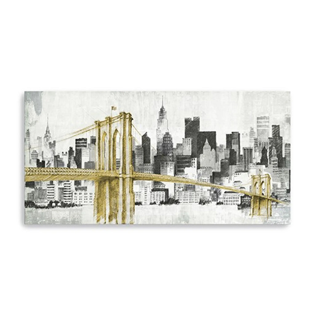 Nyc Golden Bridge Skyline Unframed Print Wall Art — view 3
