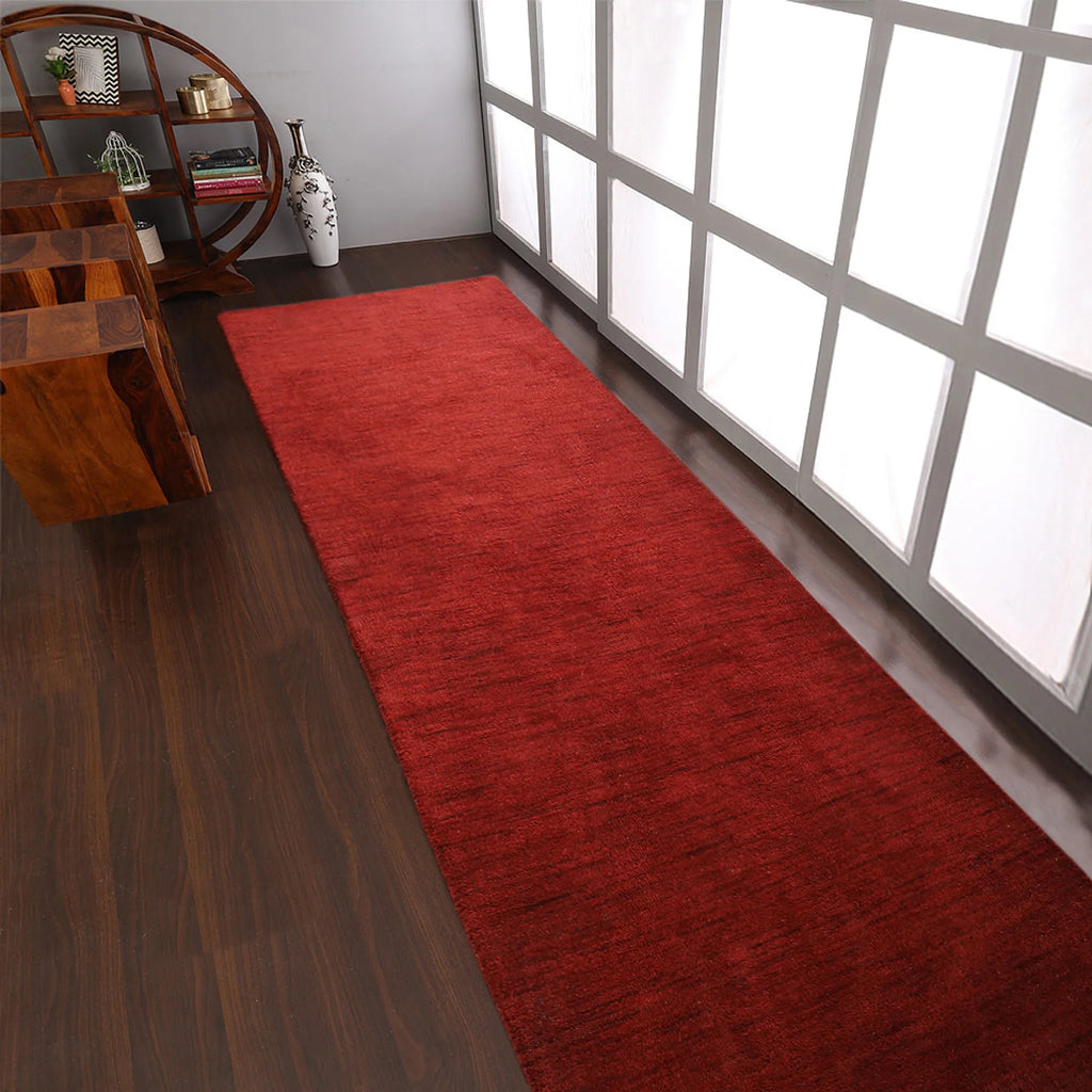 Rugsotic Carpets Hand Knotted Loom Wool Runner Area Rug Solid